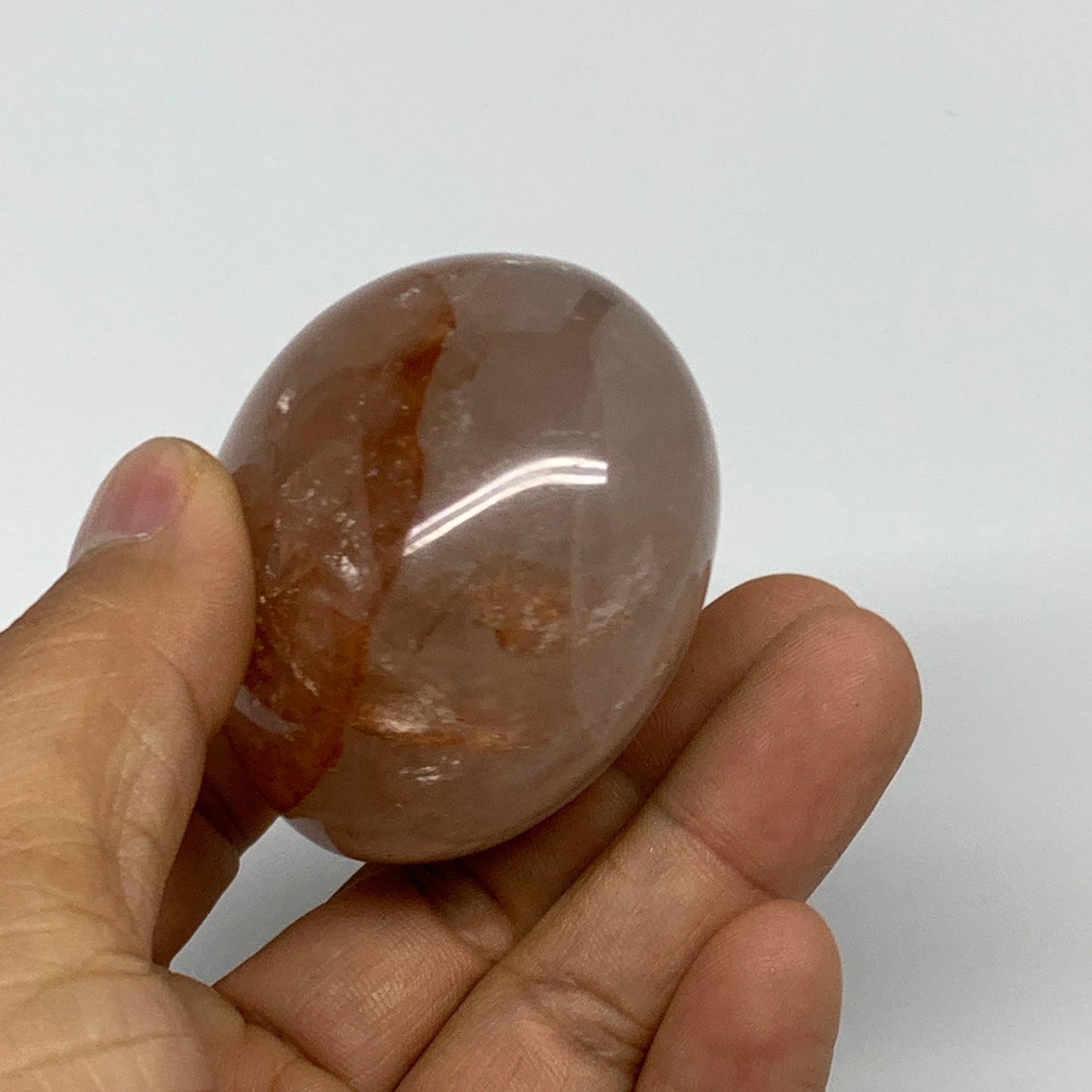 171g,2.3"x2.1"x1.5", Red Hematoid Fire Quartz Palm-Stone Crystal Polished, B3064