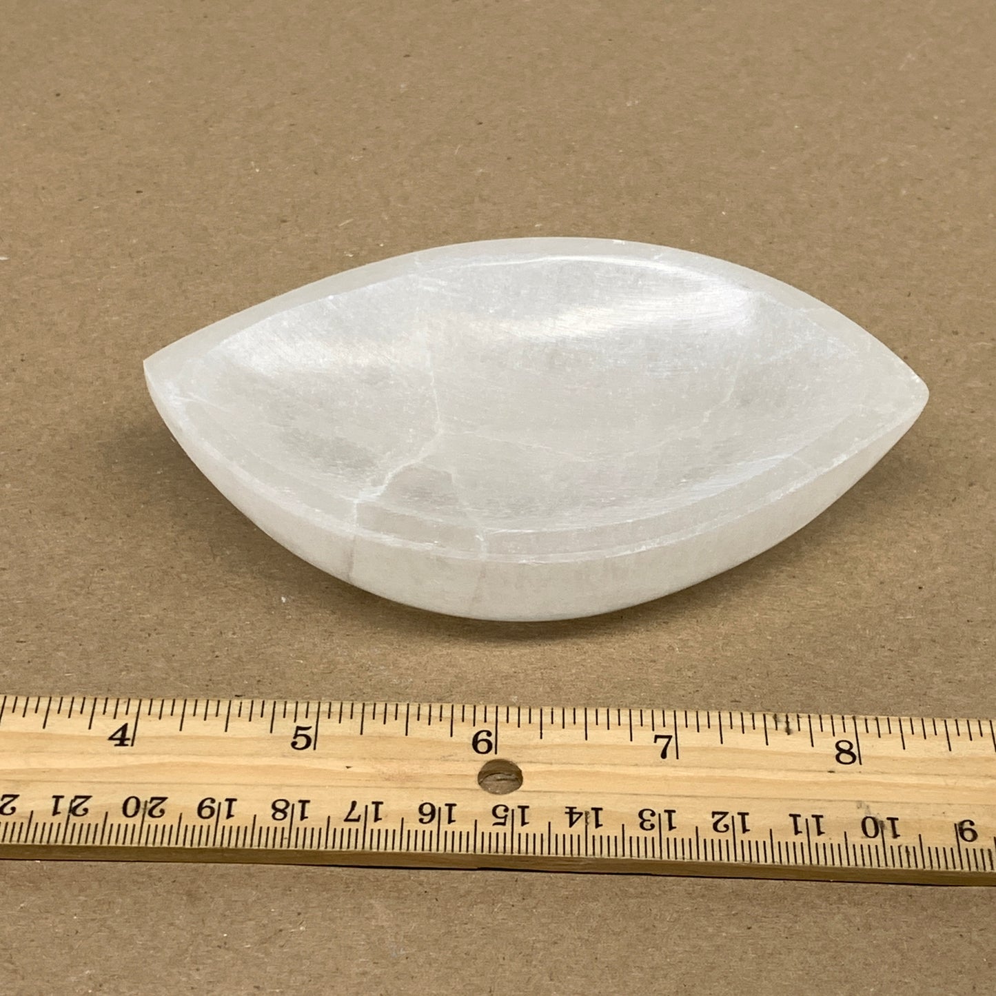 218g, 4.6"x2.7"x1", Natural Eye Shape Selenite Bowl Crystals, B36163
