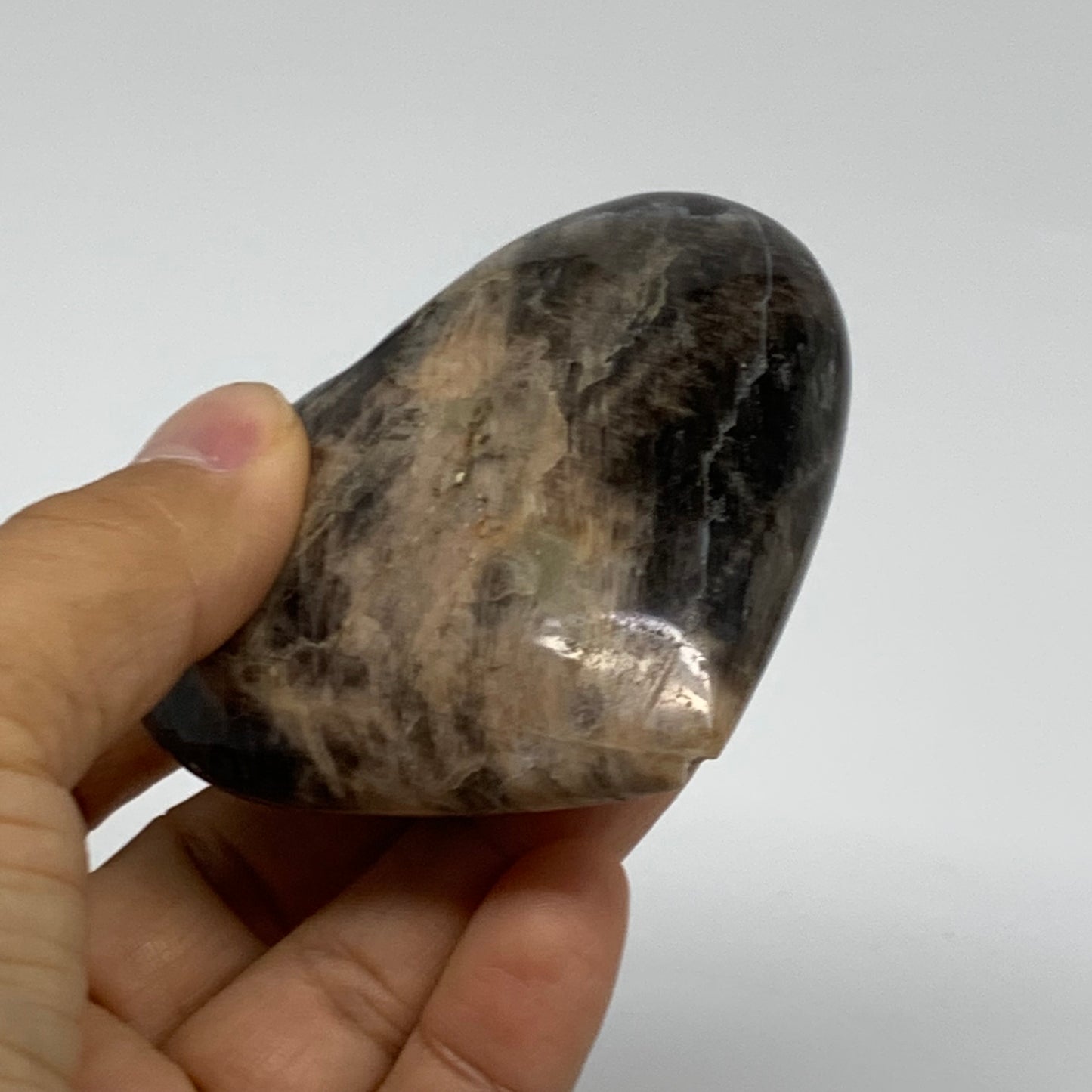 0.31 lbs, 2.6"x2.8"x1", Black Moonstone Heart Polished Crystal Decor, B37909
