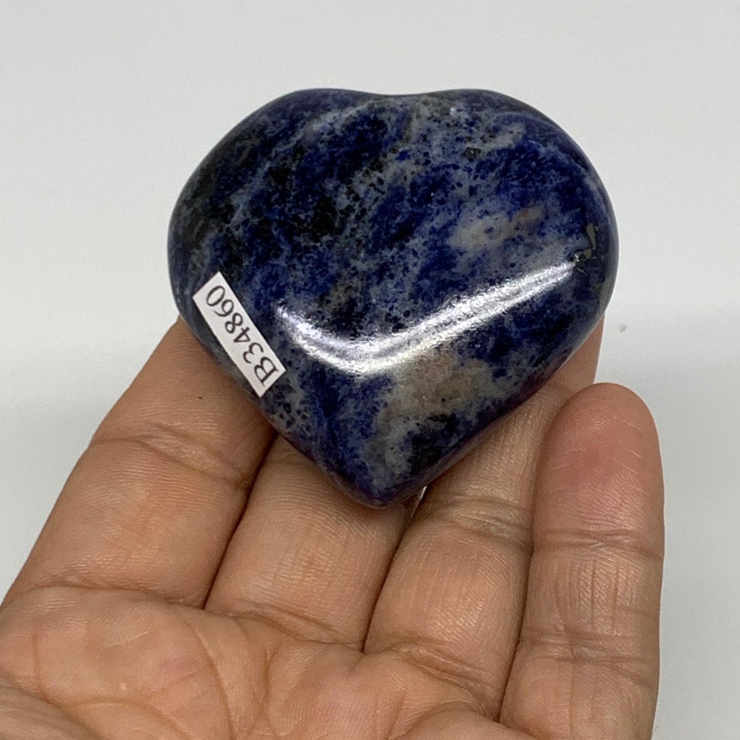 75.9g, 2"x2.1"x0.8", Natural Sodalite Heart Polished Gemstone, B34860