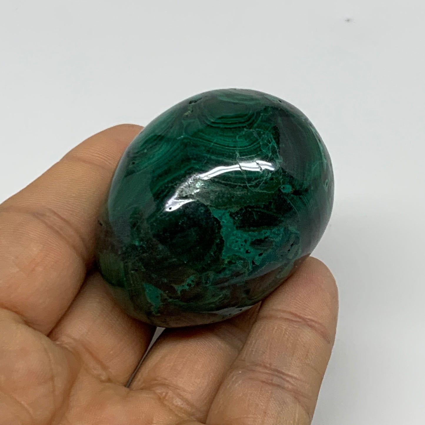 140g, 2"x1.5", Natural Solid Malachite Egg Polished Gemstone @Congo, B32771