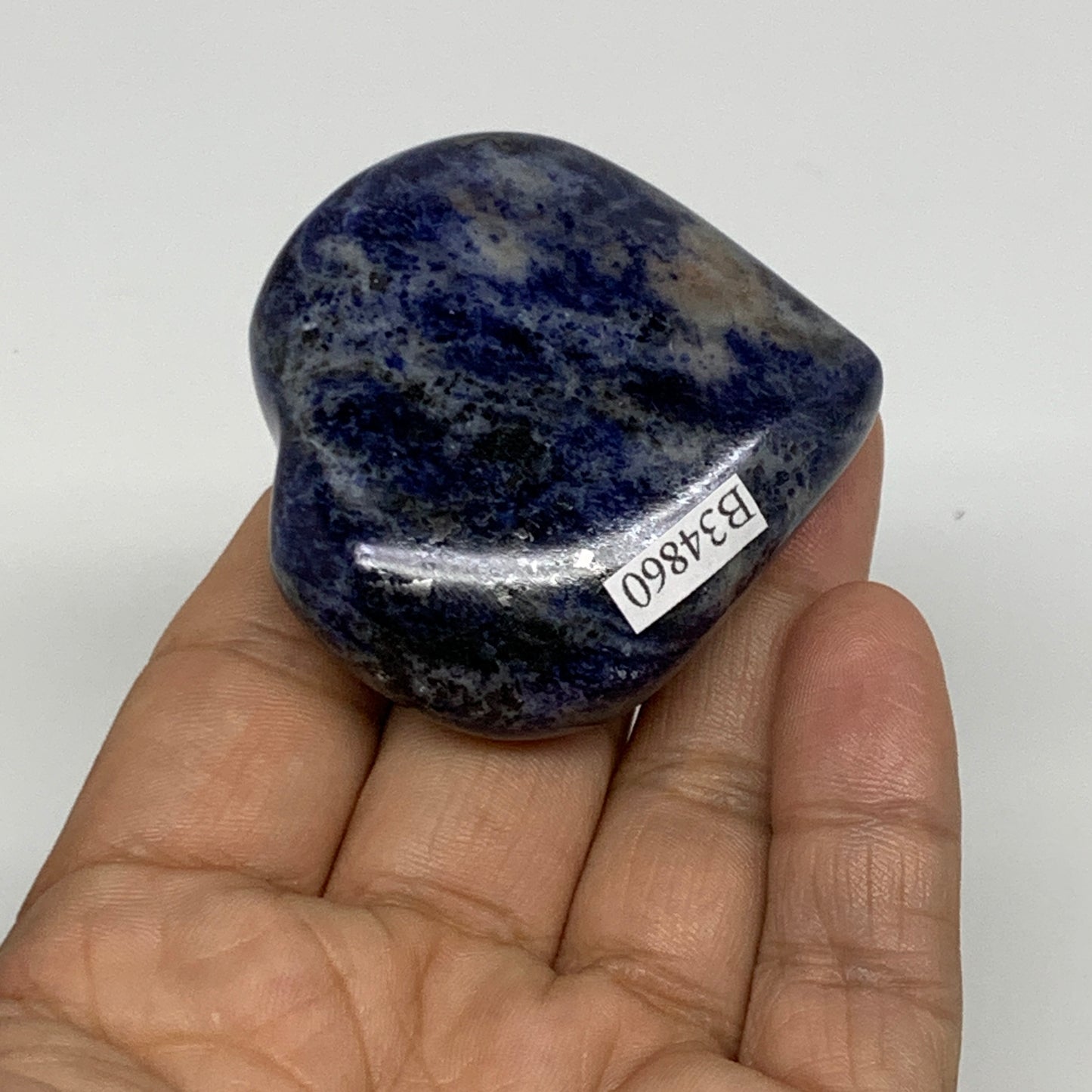 75.9g, 2"x2.1"x0.8", Natural Sodalite Heart Polished Gemstone, B34860