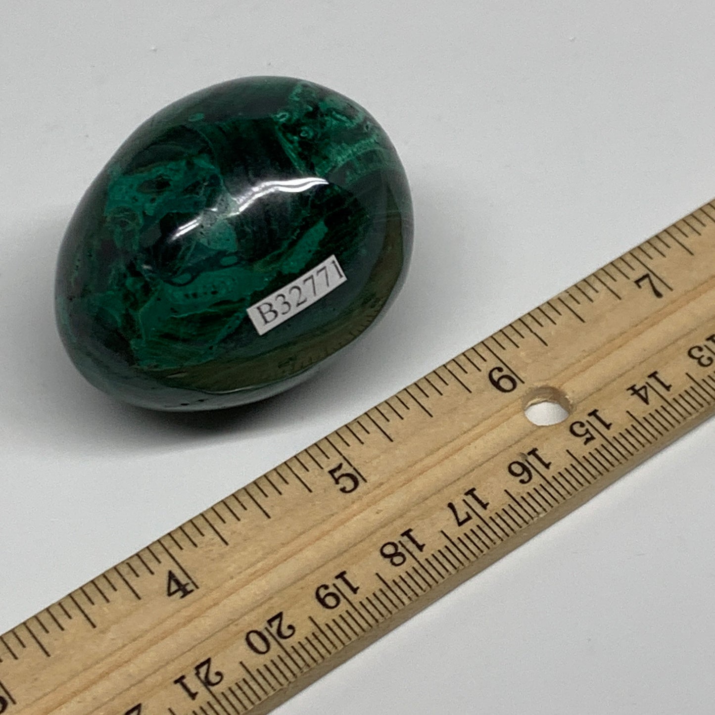 140g, 2"x1.5", Natural Solid Malachite Egg Polished Gemstone @Congo, B32771