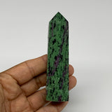 121.7g, 3.7"x0.9", Natural Ruby Zoisite Tower Point Obelisk @India, B31470