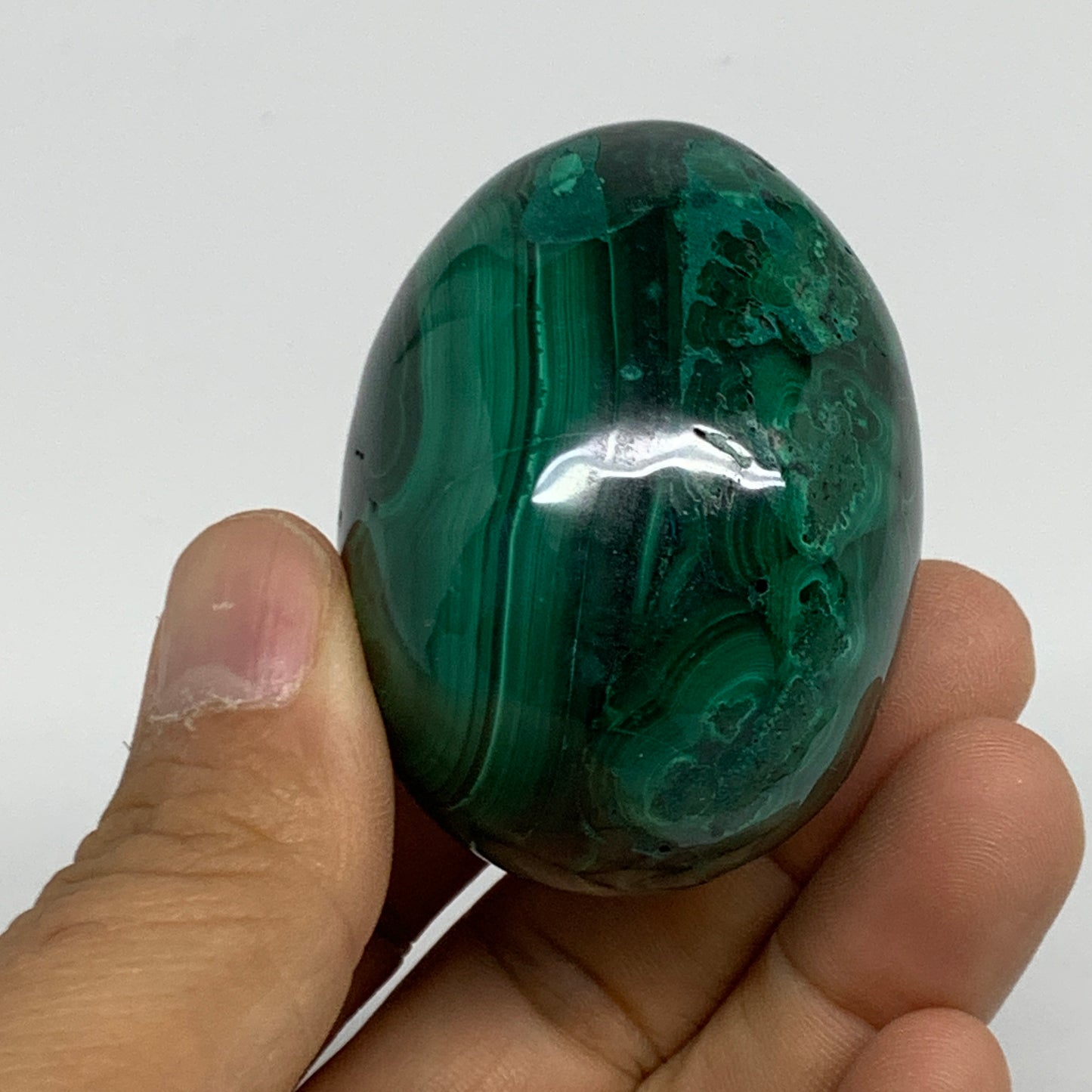 170g, 2.1"x1.5", Natural Solid Malachite Egg Polished Gemstone @Congo, B32772