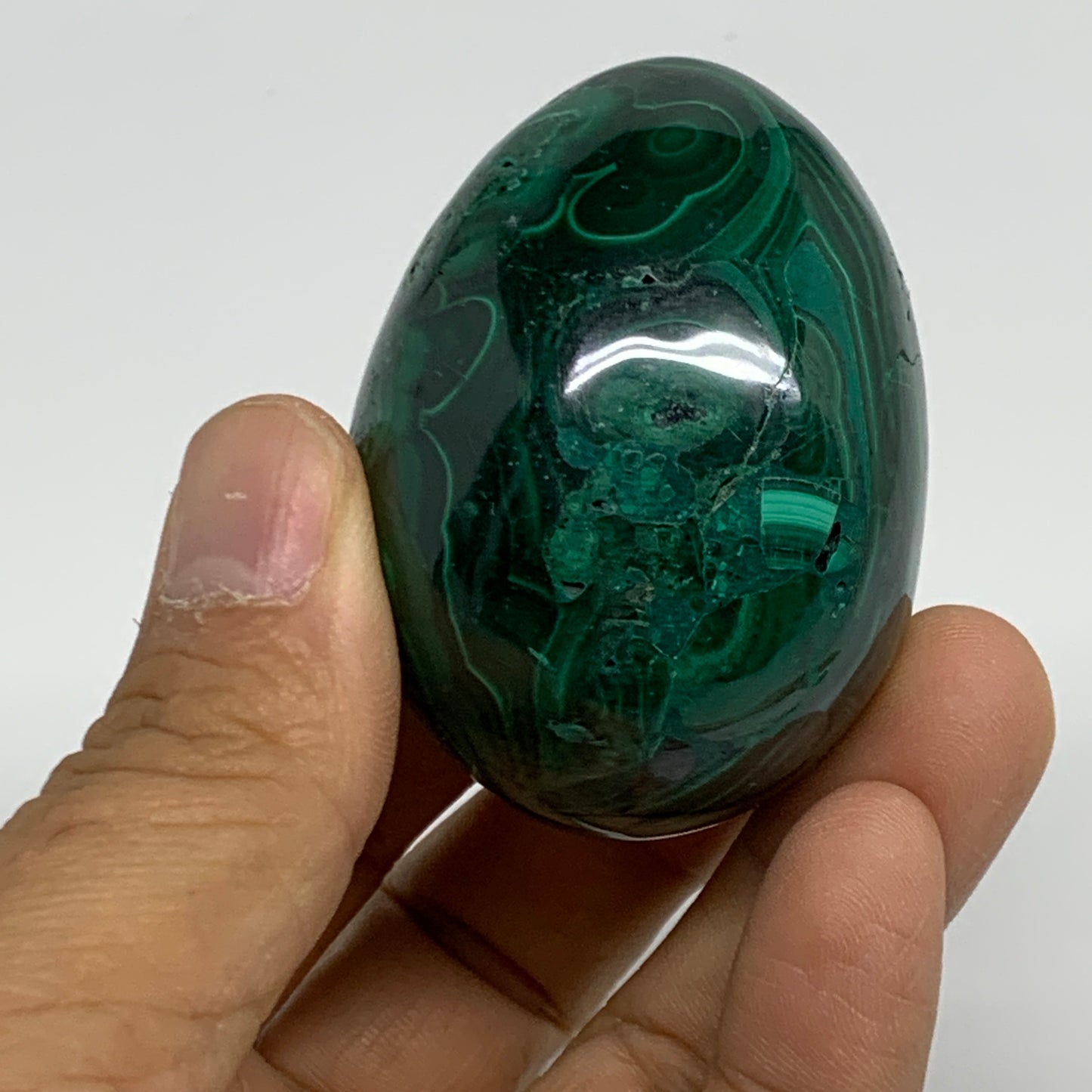 170g, 2.1"x1.5", Natural Solid Malachite Egg Polished Gemstone @Congo, B32772