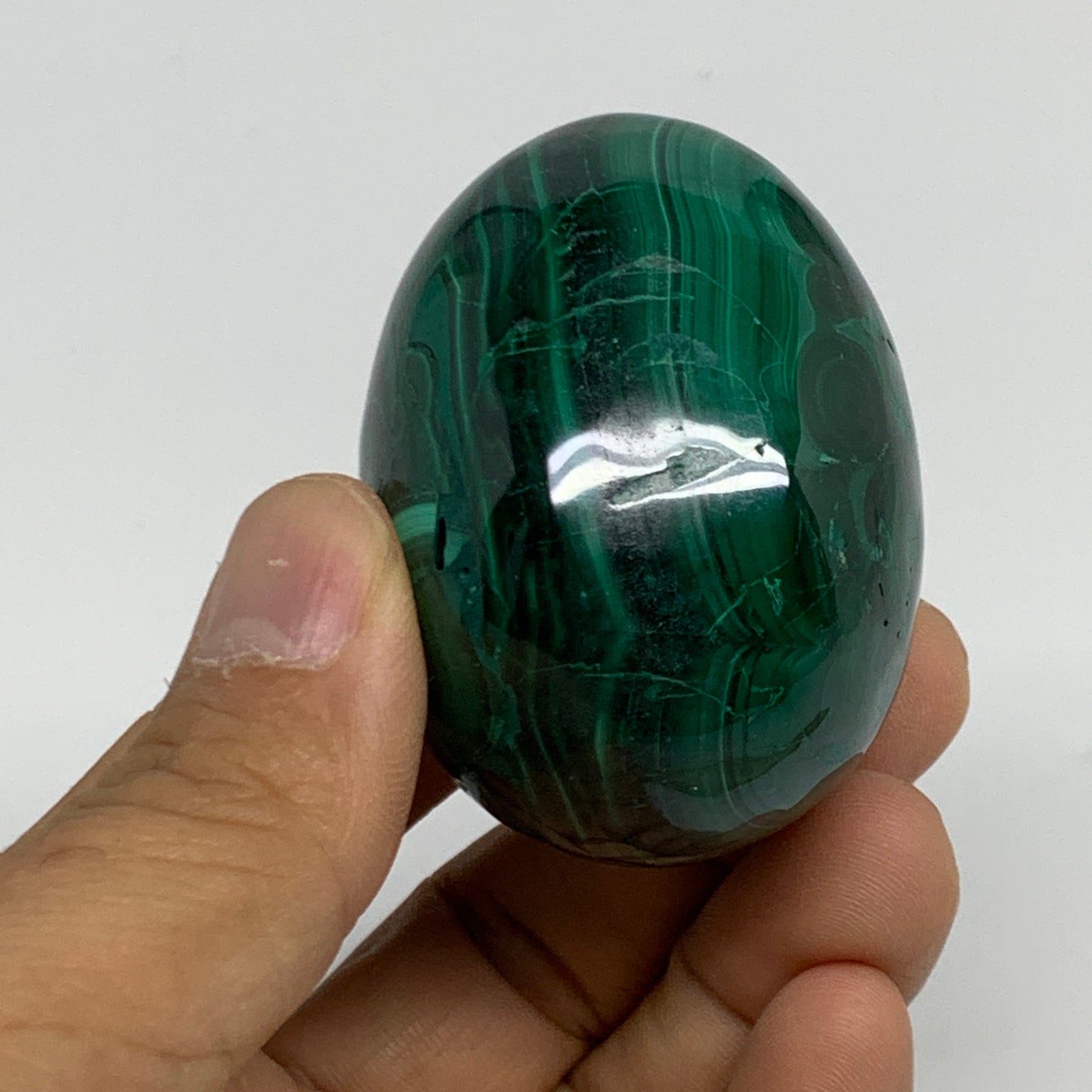 170g, 2.1"x1.5", Natural Solid Malachite Egg Polished Gemstone @Congo, B32772