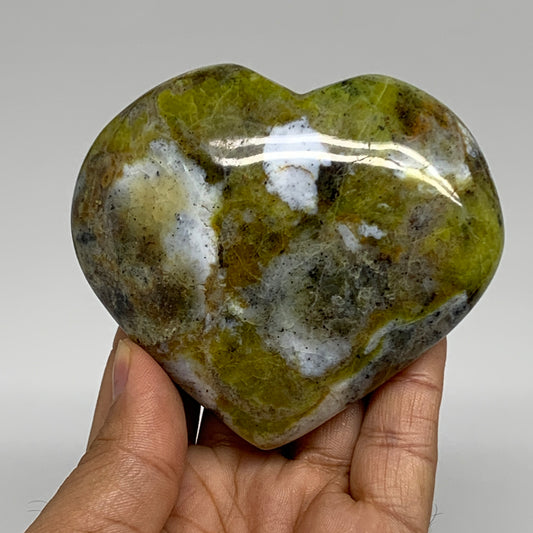 201.2g, 3"x3.4"x1.1", Green Opal Heart Polished Gemstone Crystal, B35601