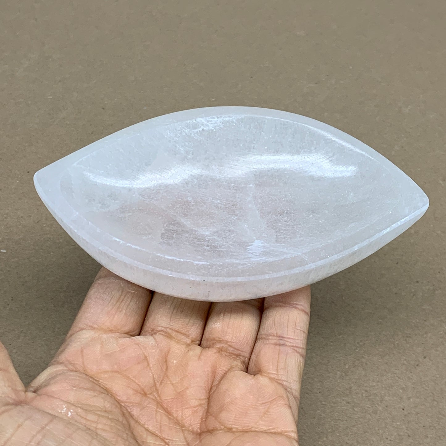 232g, 4.7"x2.7"x1", Natural Eye Shape Selenite Bowl Crystals, B36165
