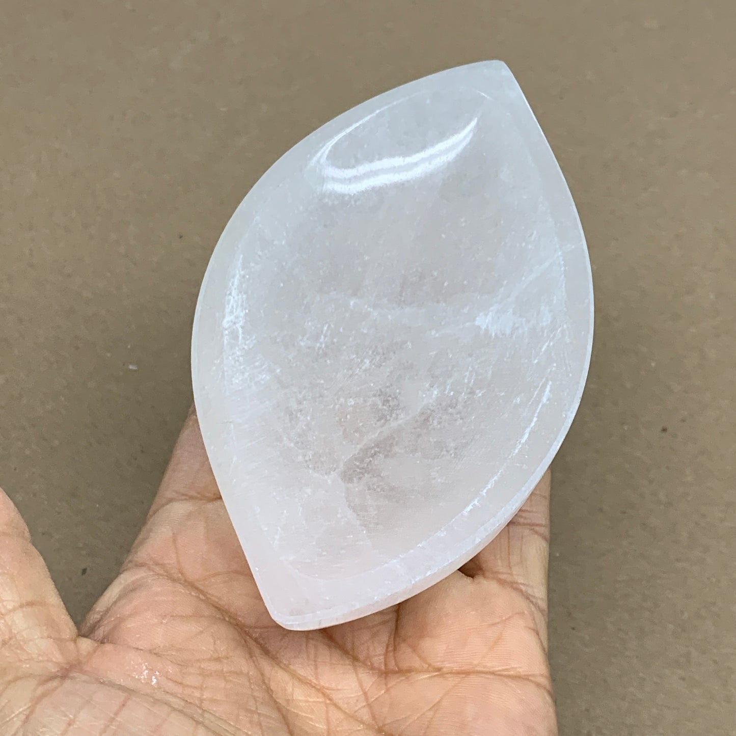 232g, 4.7"x2.7"x1", Natural Eye Shape Selenite Bowl Crystals, B36165