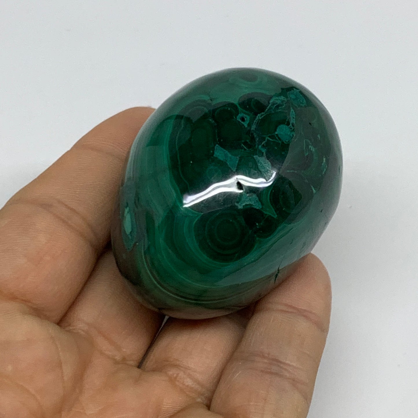 170g, 2.1"x1.5", Natural Solid Malachite Egg Polished Gemstone @Congo, B32772