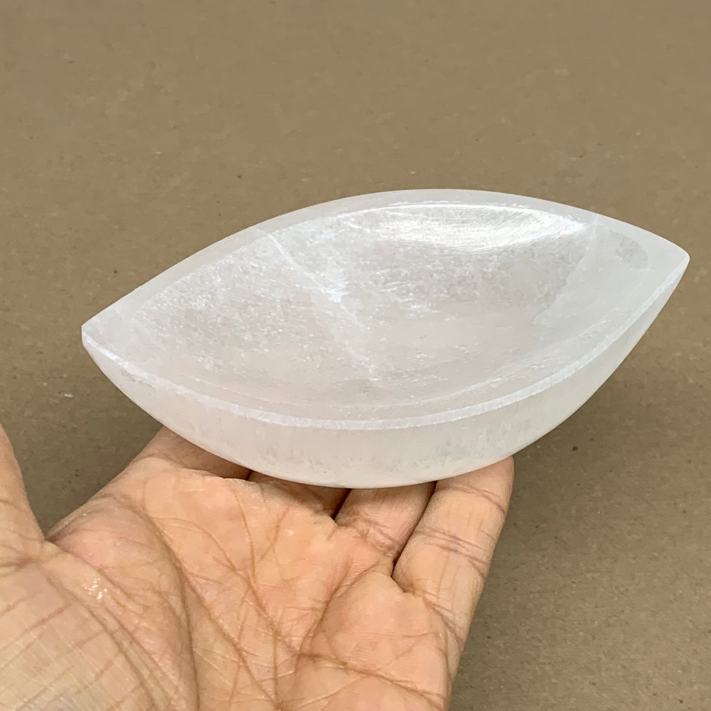 232g, 4.7"x2.7"x1", Natural Eye Shape Selenite Bowl Crystals, B36165