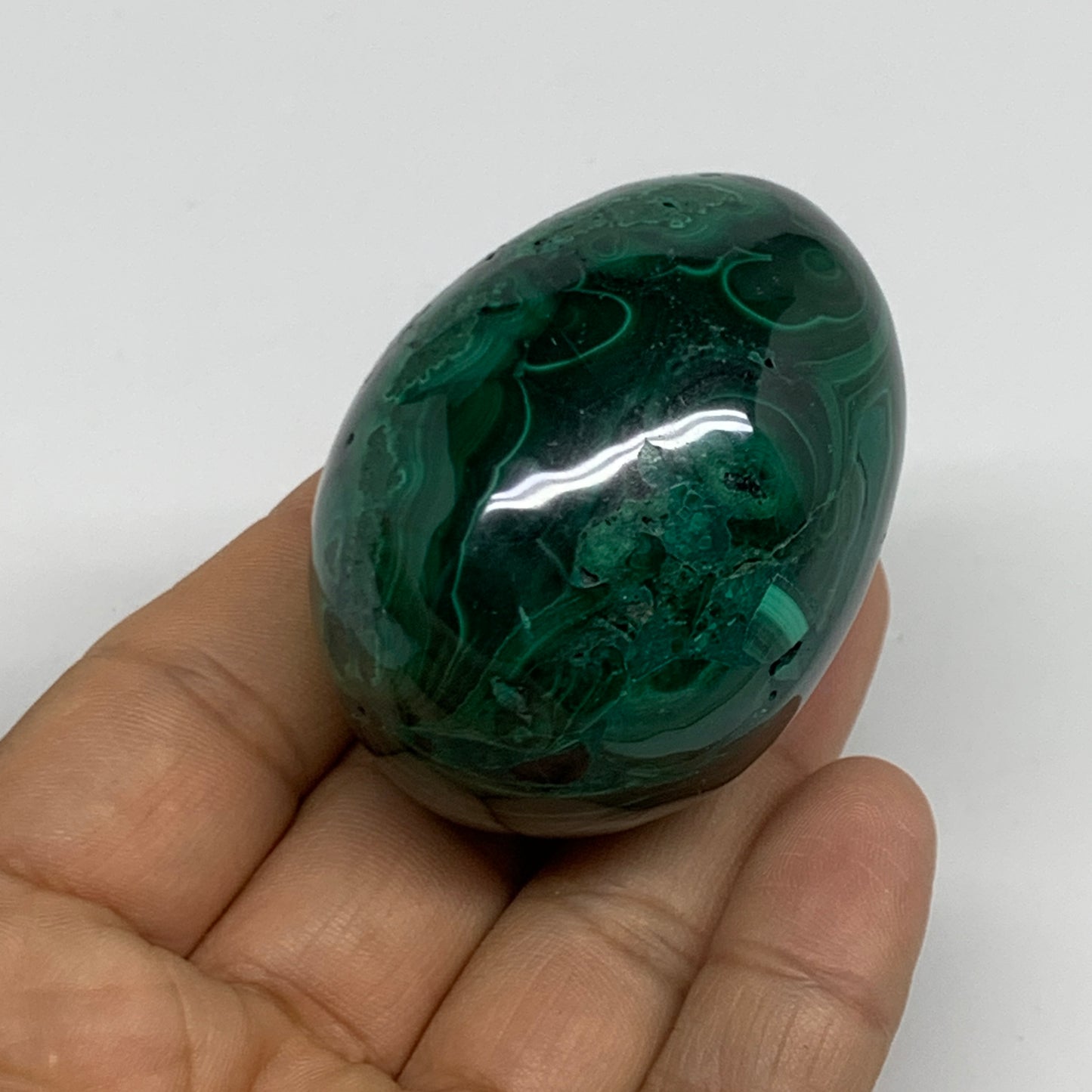 170g, 2.1"x1.5", Natural Solid Malachite Egg Polished Gemstone @Congo, B32772