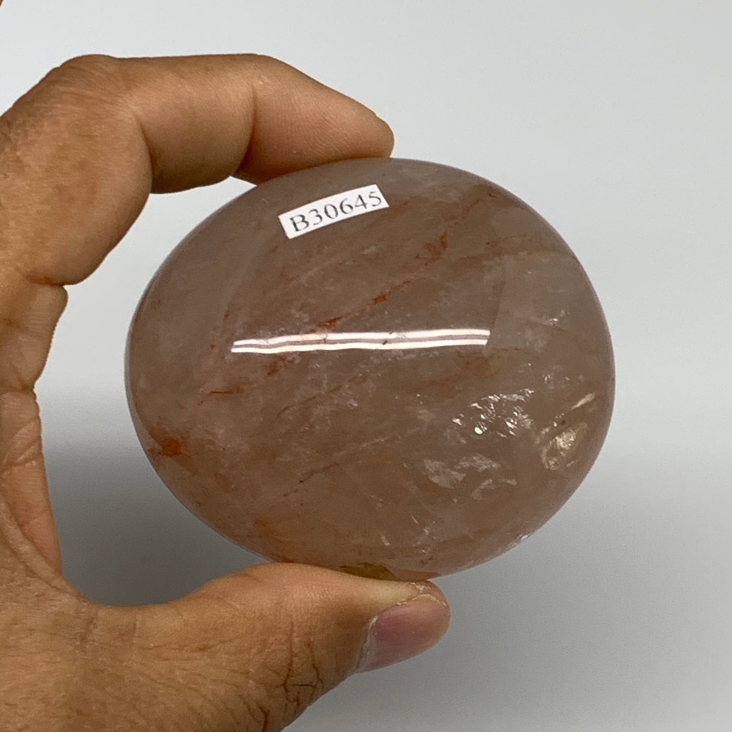 187.2g,2.5"x2.2"x1.5", Red Hematoid Fire Quartz Palm-Stone Crystal Polished, B30