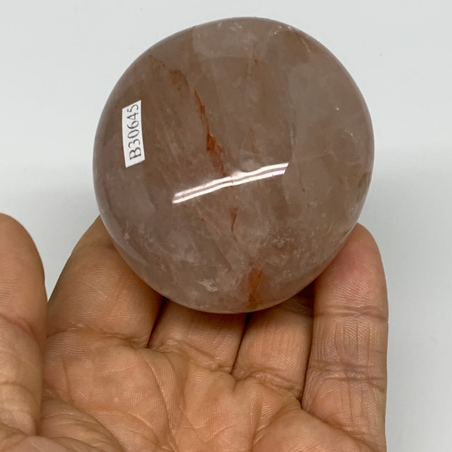 187.2g,2.5"x2.2"x1.5", Red Hematoid Fire Quartz Palm-Stone Crystal Polished, B30