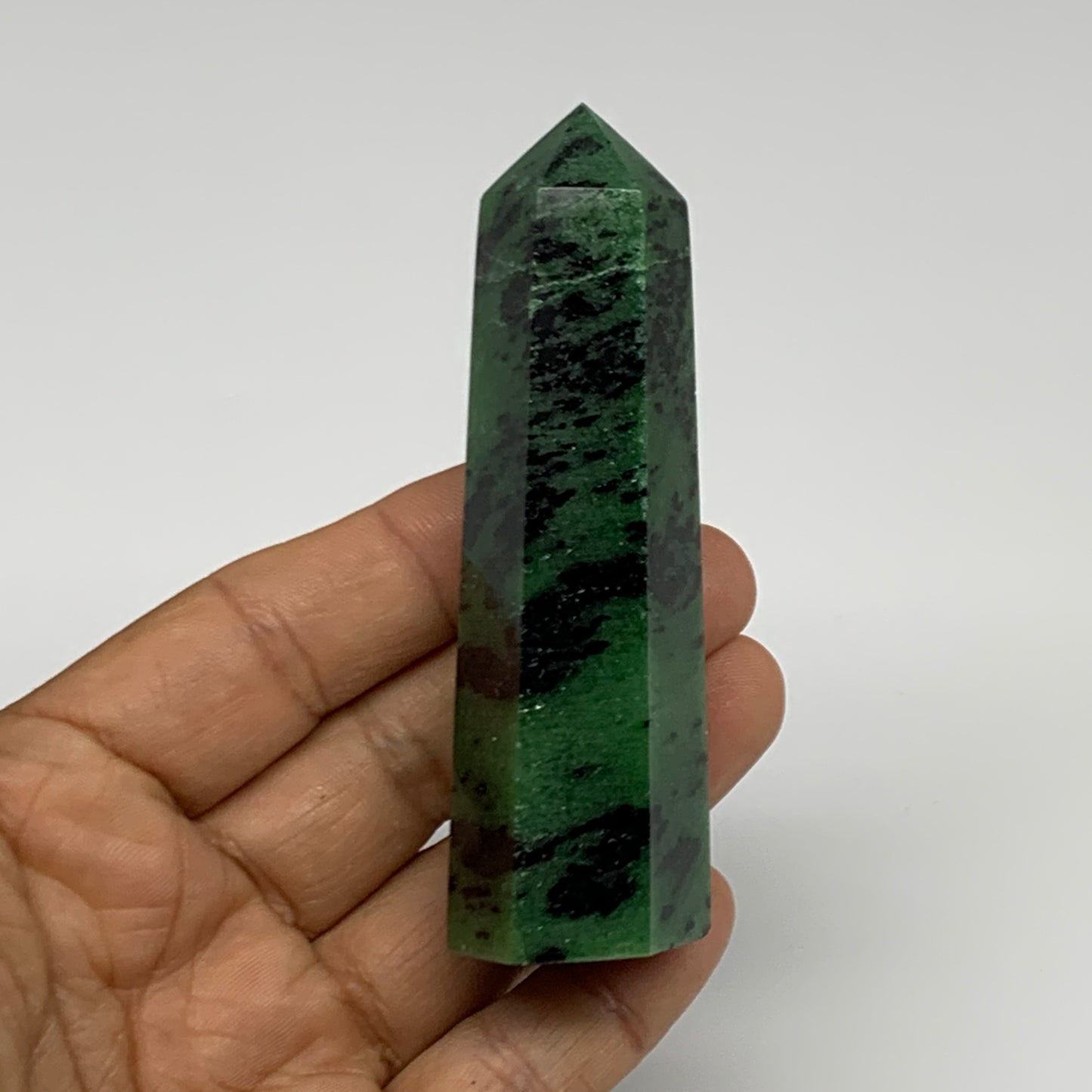 111.9g, 3.5"x1", Natural Ruby Zoisite Tower Point Obelisk @India, B31471