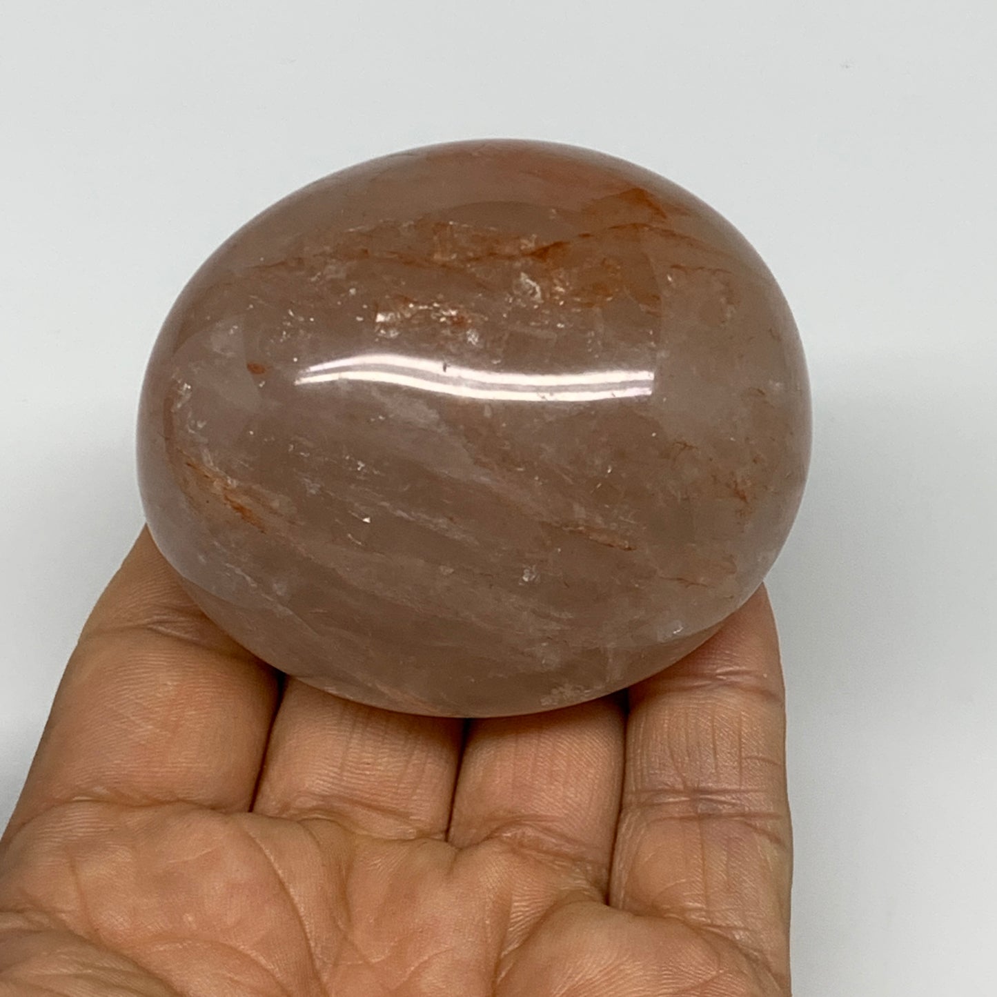 187.2g,2.5"x2.2"x1.5", Red Hematoid Fire Quartz Palm-Stone Crystal Polished, B30