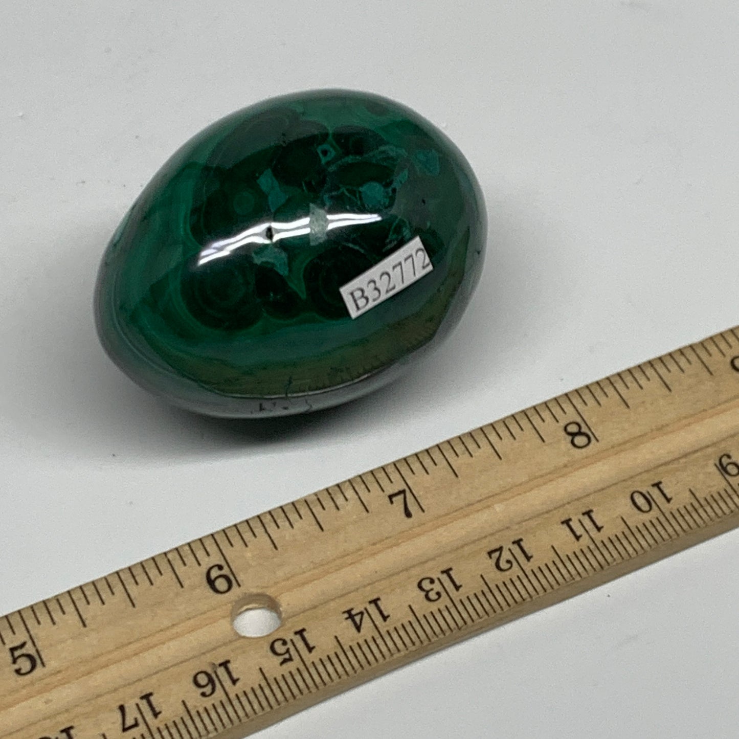 170g, 2.1"x1.5", Natural Solid Malachite Egg Polished Gemstone @Congo, B32772