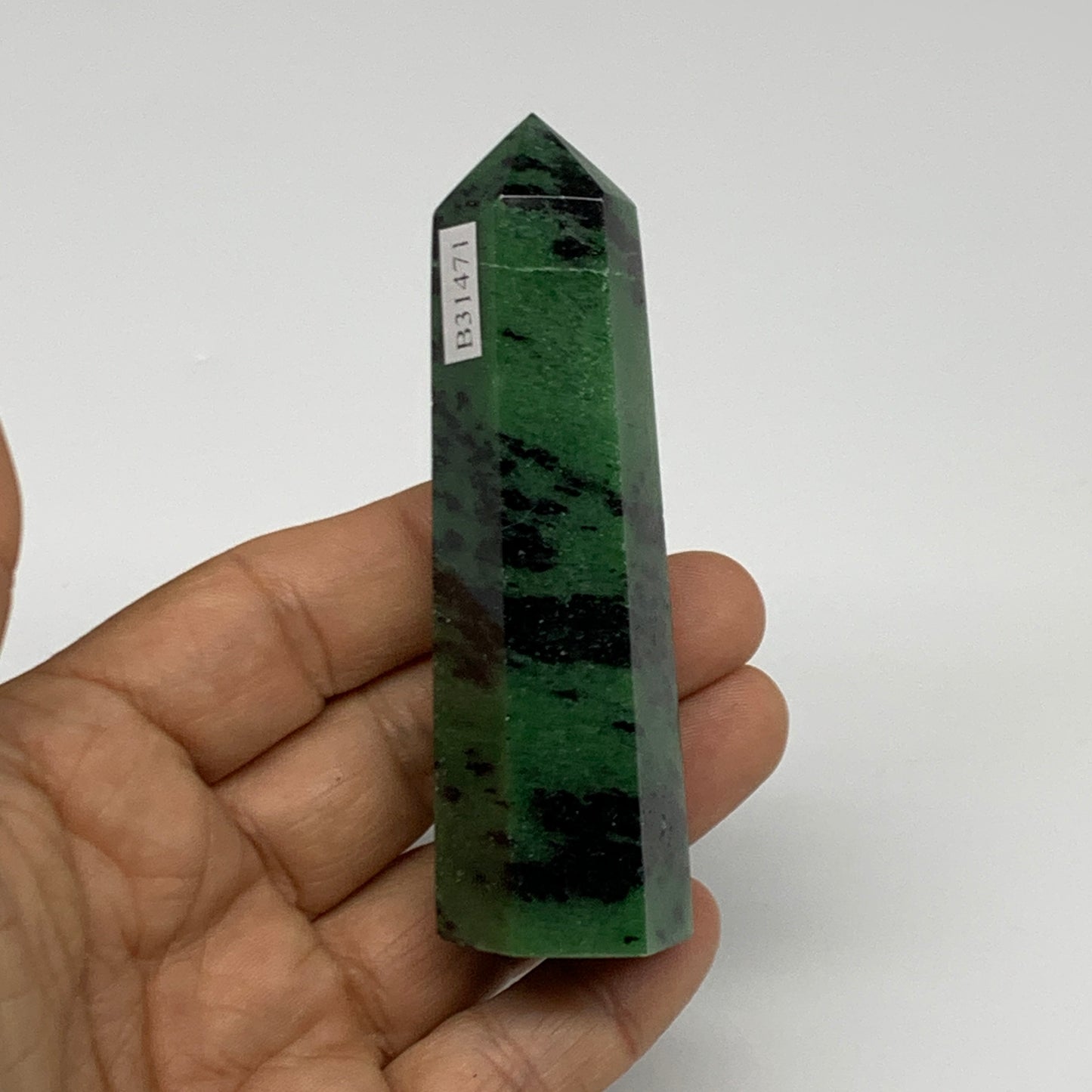 111.9g, 3.5"x1", Natural Ruby Zoisite Tower Point Obelisk @India, B31471