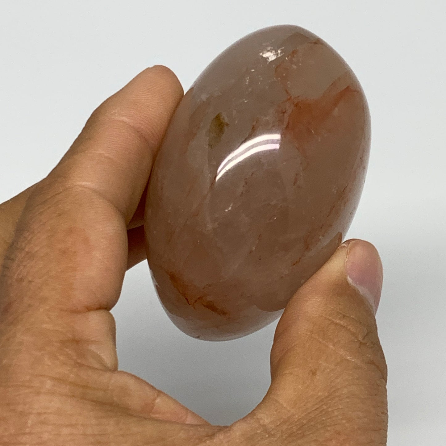 187.2g,2.5"x2.2"x1.5", Red Hematoid Fire Quartz Palm-Stone Crystal Polished, B30