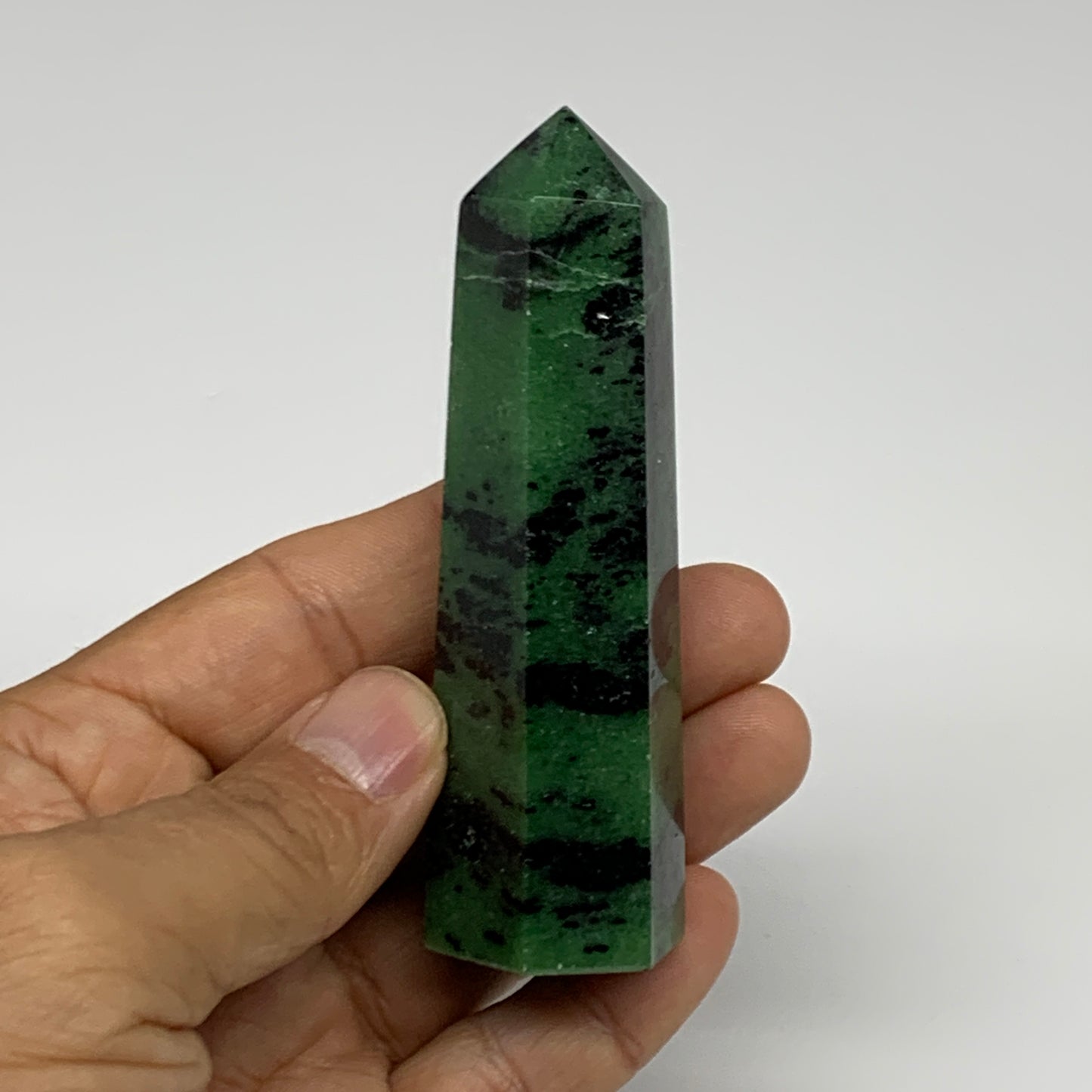 111.9g, 3.5"x1", Natural Ruby Zoisite Tower Point Obelisk @India, B31471