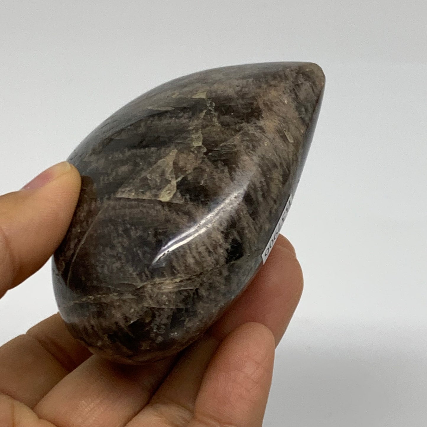 0.48 lbs, 2.8"x2.9"x1.4", Black Moonstone Heart Polished Crystal Decor, B37906