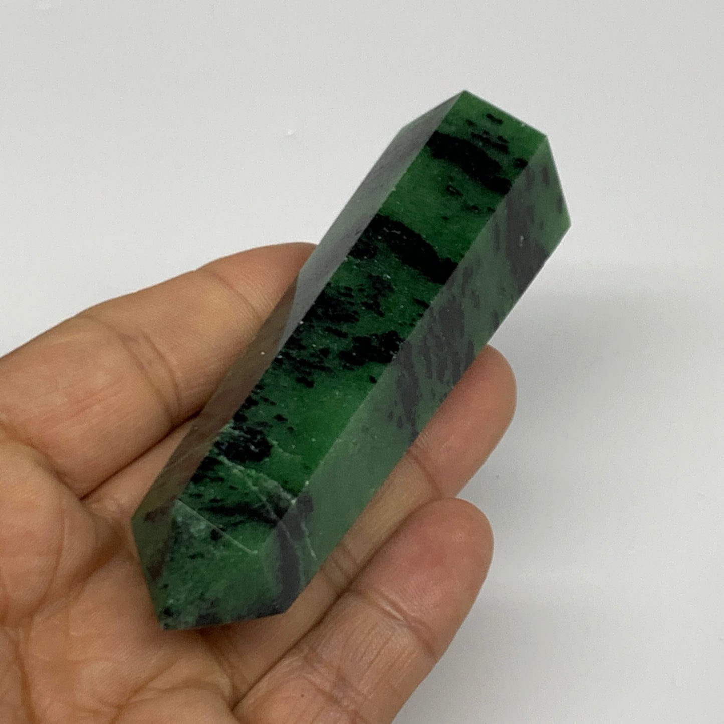 111.9g, 3.5"x1", Natural Ruby Zoisite Tower Point Obelisk @India, B31471
