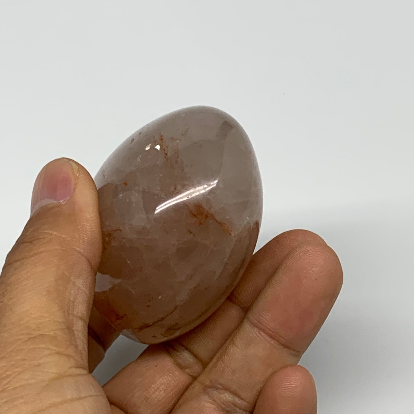 187.2g,2.5"x2.2"x1.5", Red Hematoid Fire Quartz Palm-Stone Crystal Polished, B30