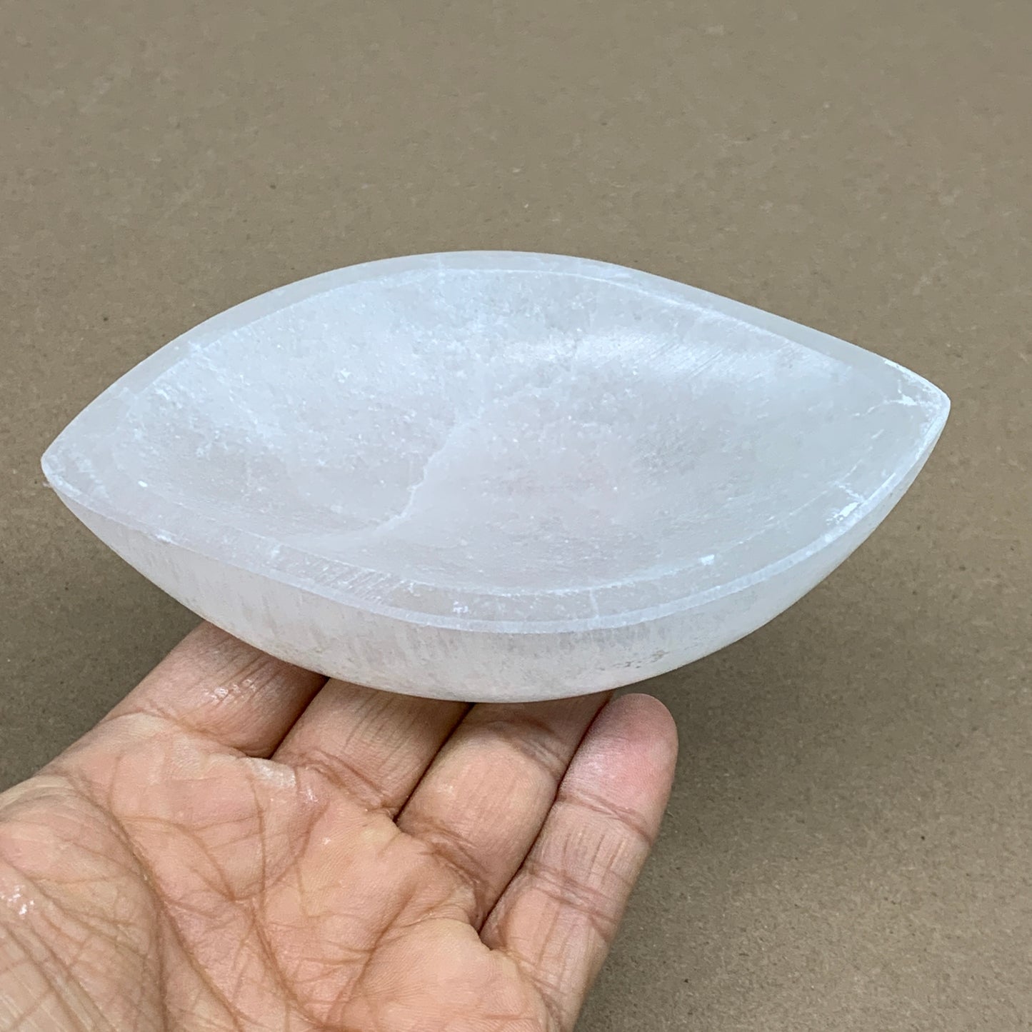 235g, 4.7"x2.7"x1.1", Natural Eye Shape Selenite Bowl Crystals, B36166