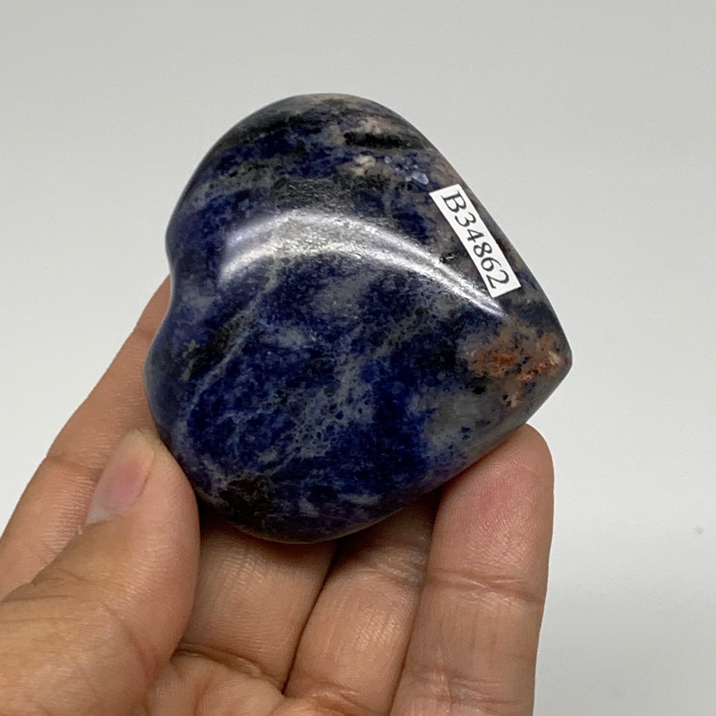 79.2g, 2"x2.1"x0.8", Natural Sodalite Heart Polished Gemstone, B34862