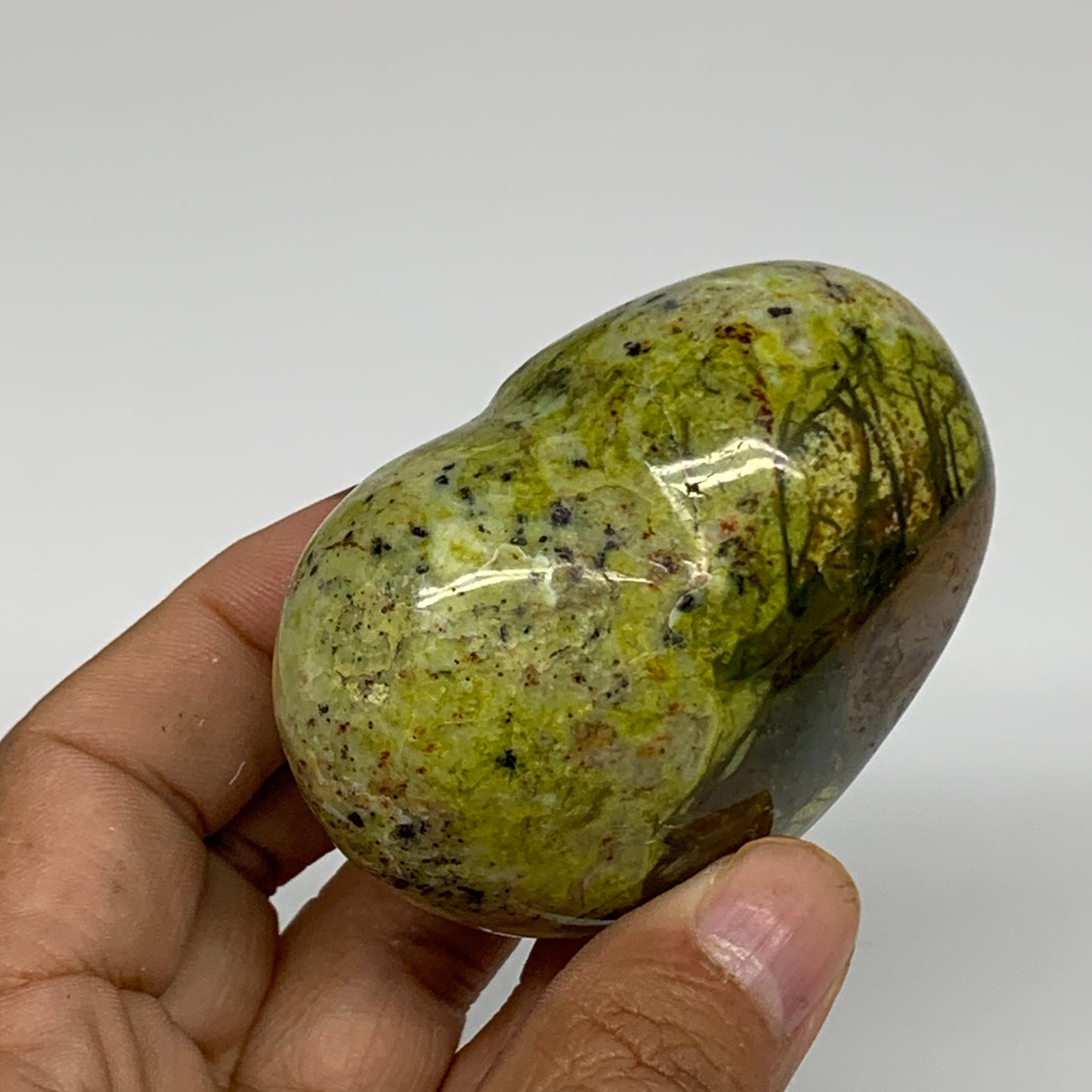 170g, 2.2"x2.6"x1.5", Green Opal Heart Polished Gemstone Crystal, B35602