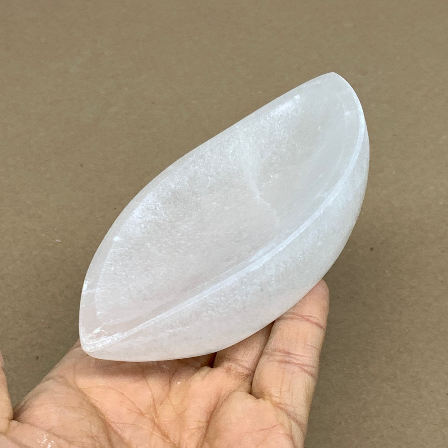 235g, 4.7"x2.7"x1.1", Natural Eye Shape Selenite Bowl Crystals, B36166