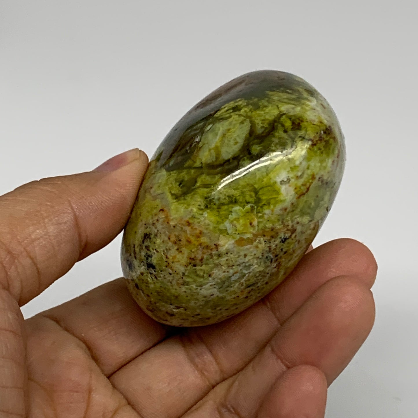 170g, 2.2"x2.6"x1.5", Green Opal Heart Polished Gemstone Crystal, B35602