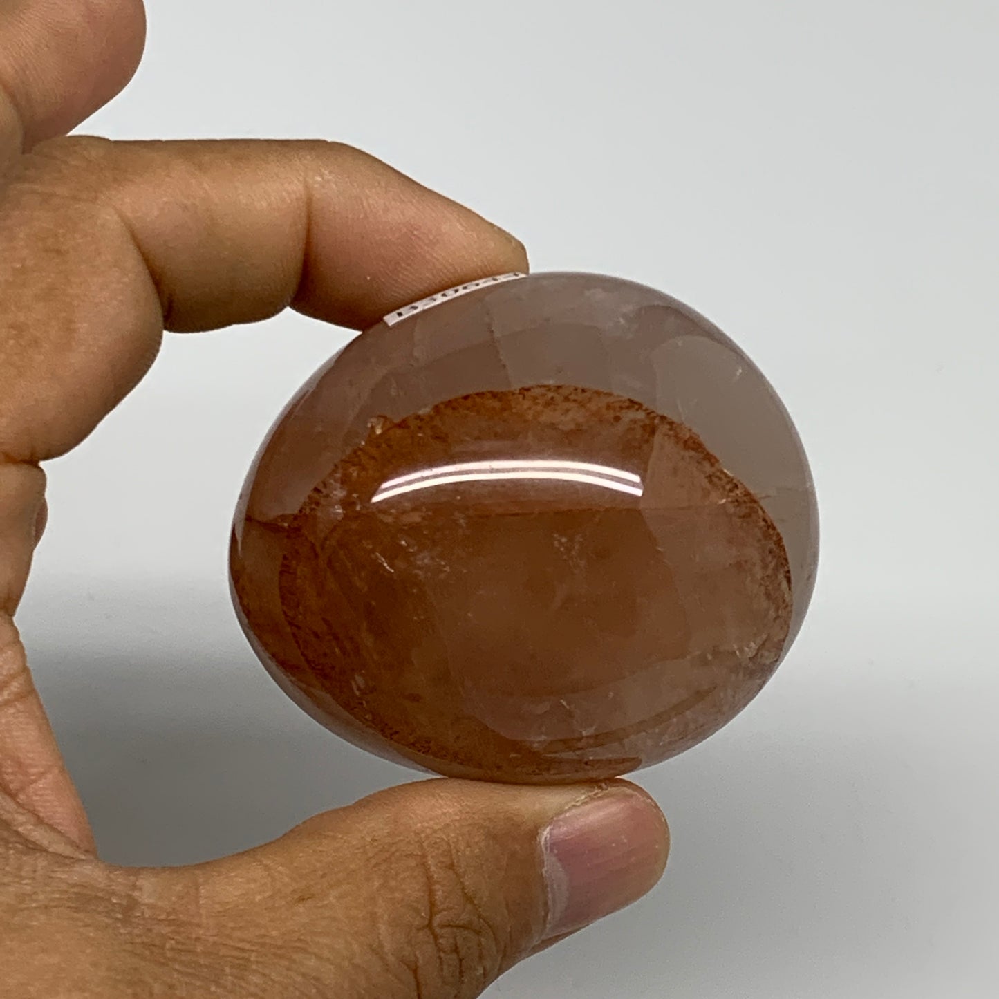 133.3g,2.1"x1.8"x1.5", Red Hematoid Fire Quartz Palm-Stone Crystal Polished, B30