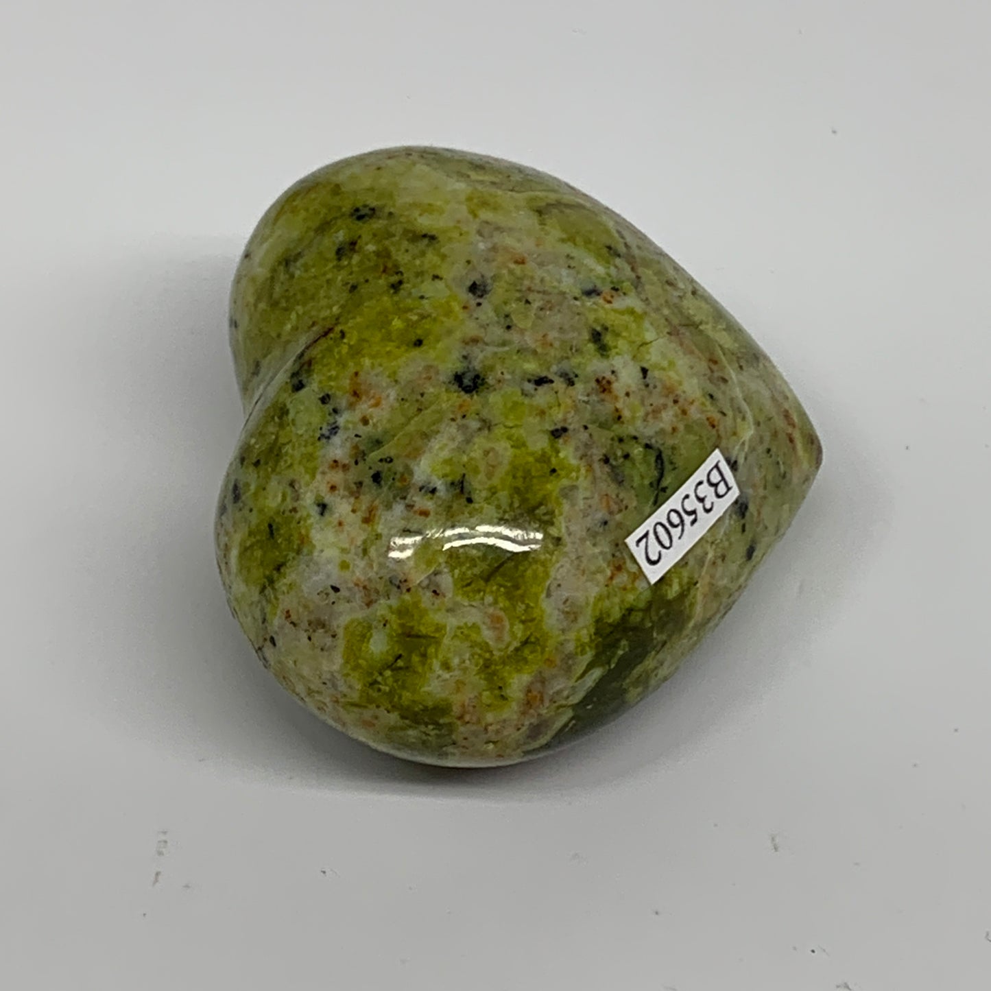 170g, 2.2"x2.6"x1.5", Green Opal Heart Polished Gemstone Crystal, B35602