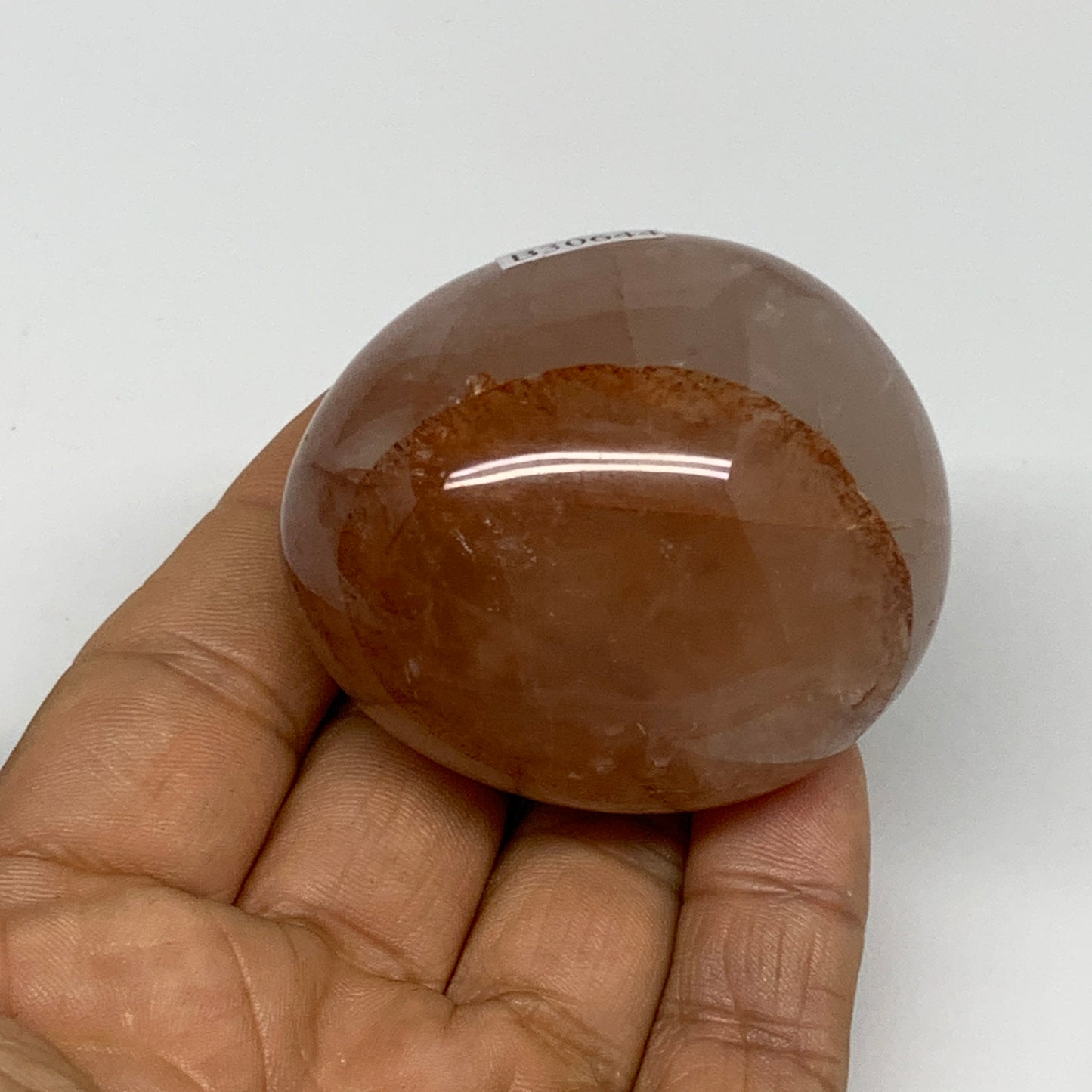 133.3g,2.1"x1.8"x1.5", Red Hematoid Fire Quartz Palm-Stone Crystal Polished, B30