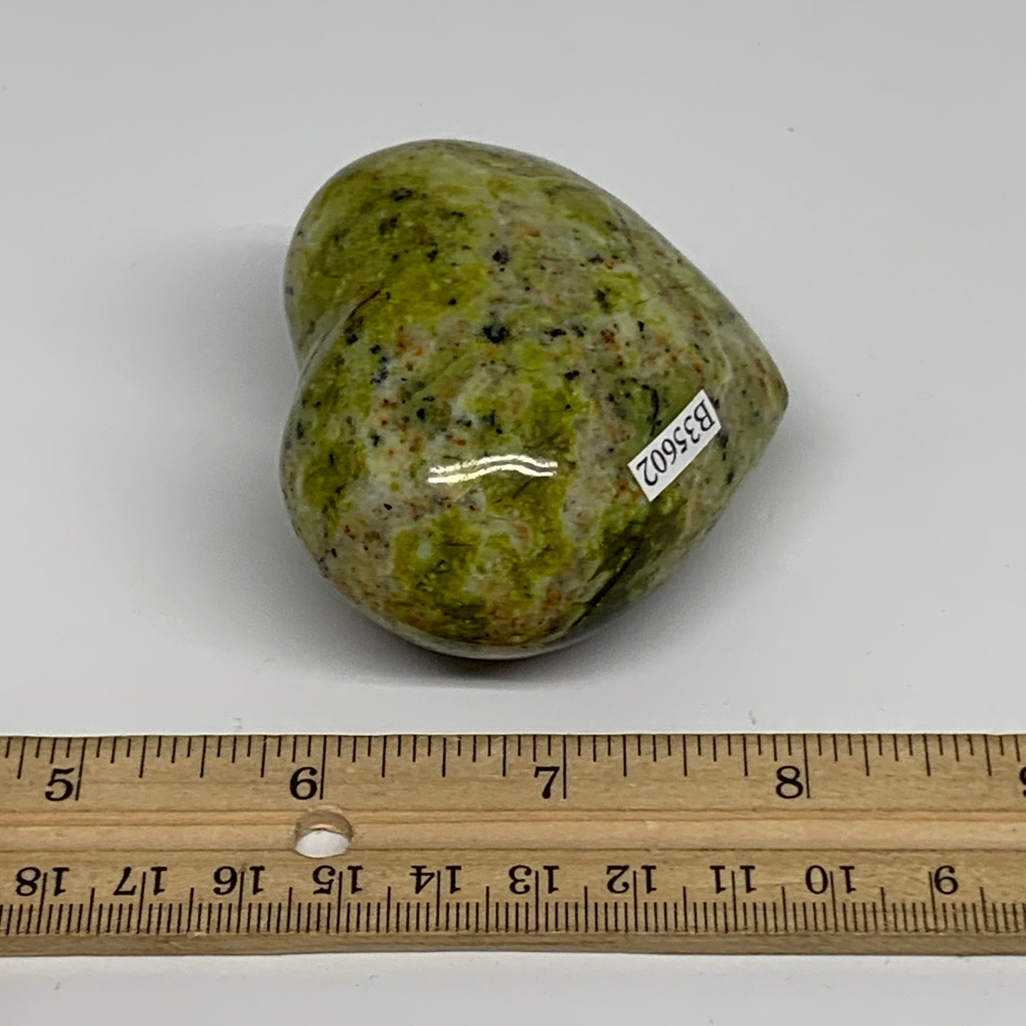 170g, 2.2"x2.6"x1.5", Green Opal Heart Polished Gemstone Crystal, B35602