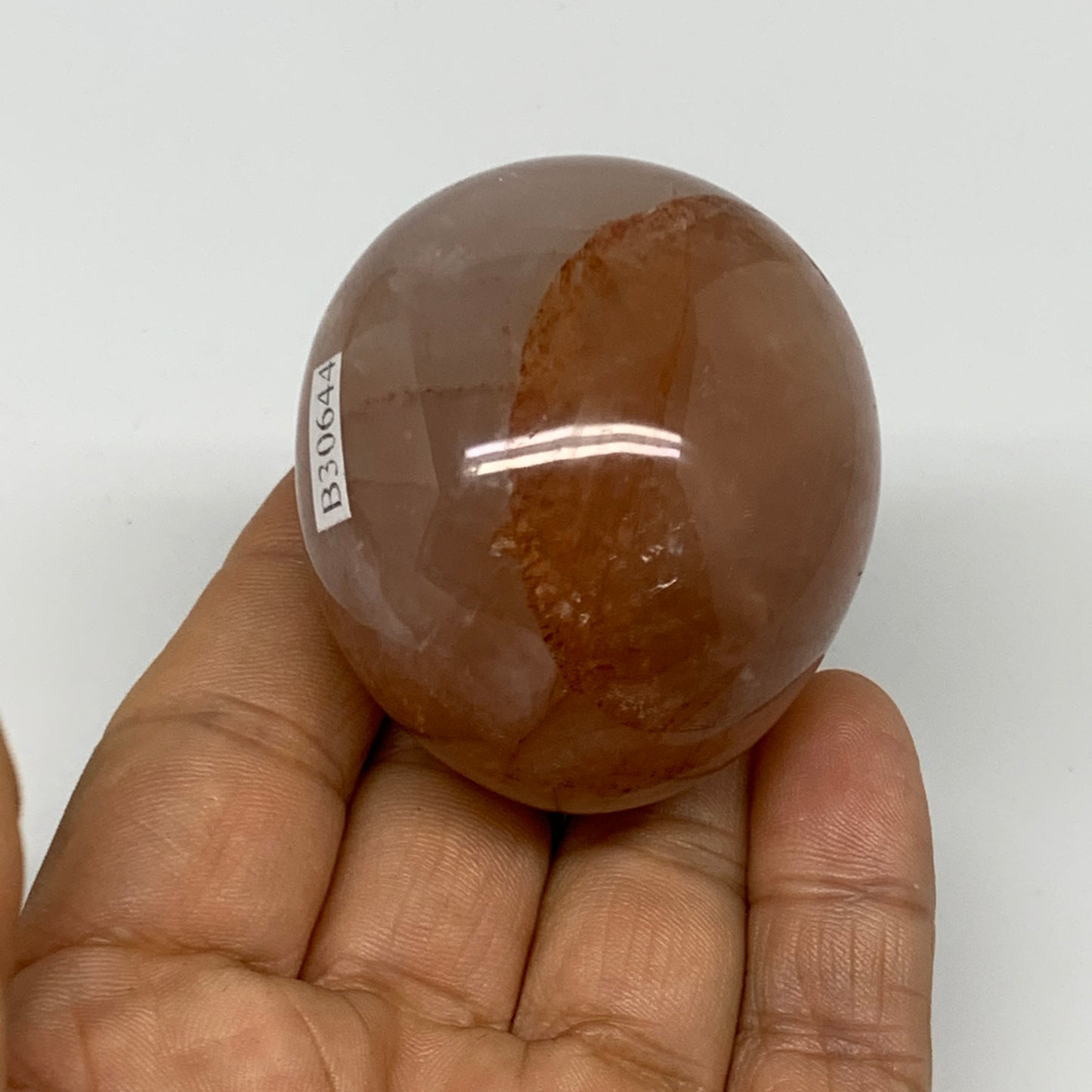 133.3g,2.1"x1.8"x1.5", Red Hematoid Fire Quartz Palm-Stone Crystal Polished, B30