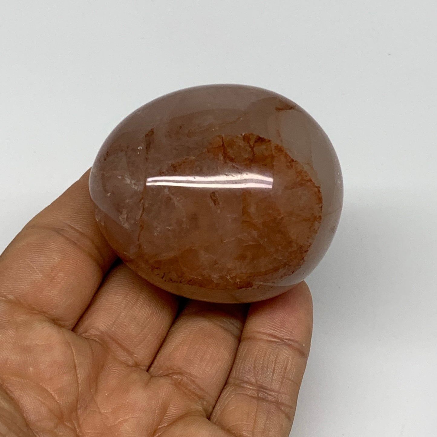 133.3g,2.1"x1.8"x1.5", Red Hematoid Fire Quartz Palm-Stone Crystal Polished, B30