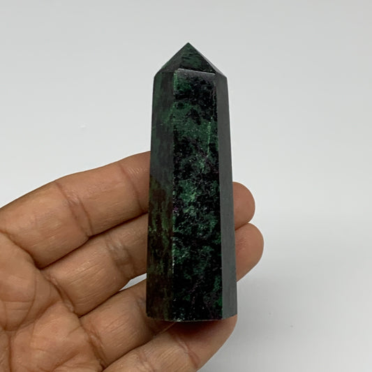 90.2g, 3.1"x0.9", Natural Ruby Zoisite Tower Point Obelisk @India, B31472