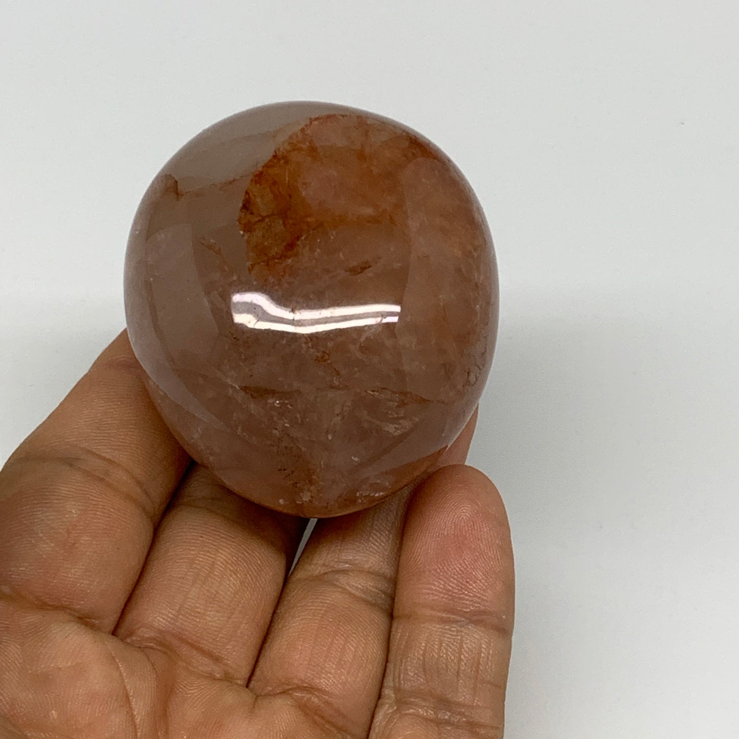 133.3g,2.1"x1.8"x1.5", Red Hematoid Fire Quartz Palm-Stone Crystal Polished, B30