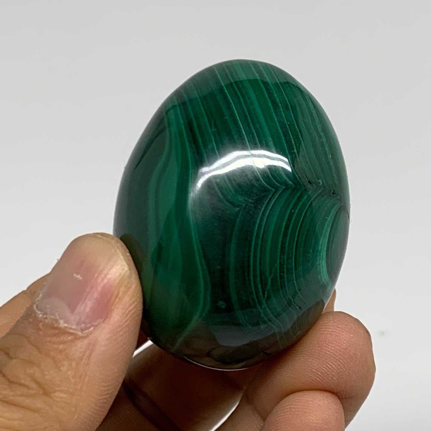 121.7g, 1.9"x1.4", Natural Solid Malachite Egg Polished Gemstone @Congo, B32774