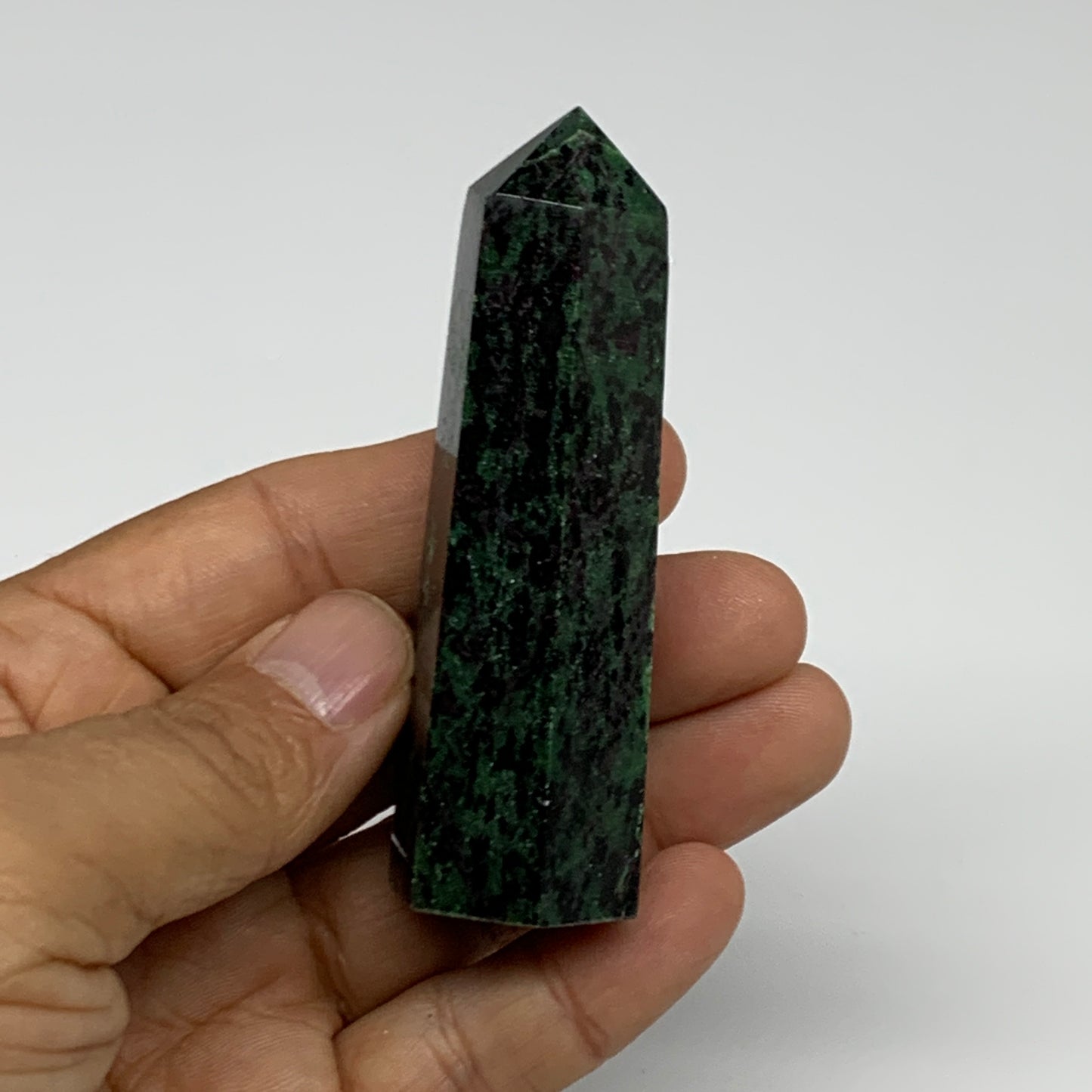 90.2g, 3.1"x0.9", Natural Ruby Zoisite Tower Point Obelisk @India, B31472