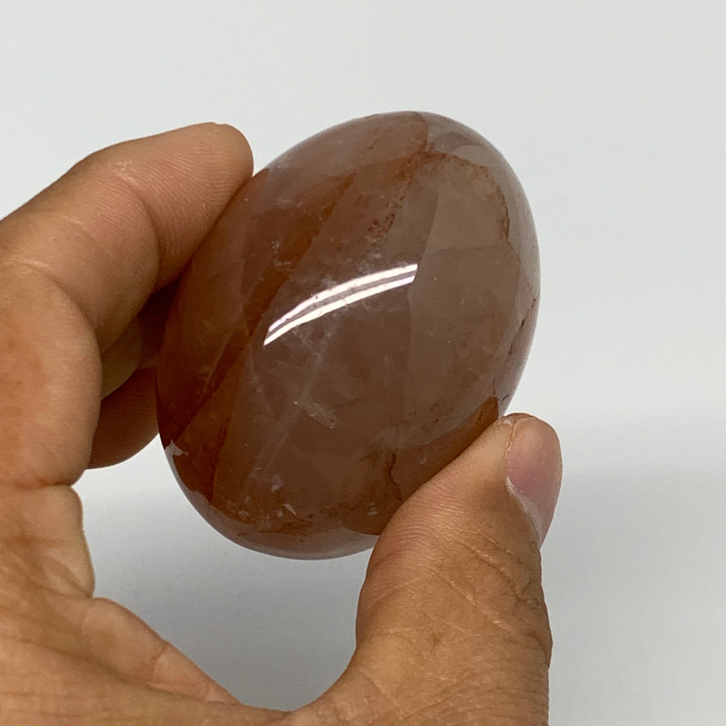 133.3g,2.1"x1.8"x1.5", Red Hematoid Fire Quartz Palm-Stone Crystal Polished, B30