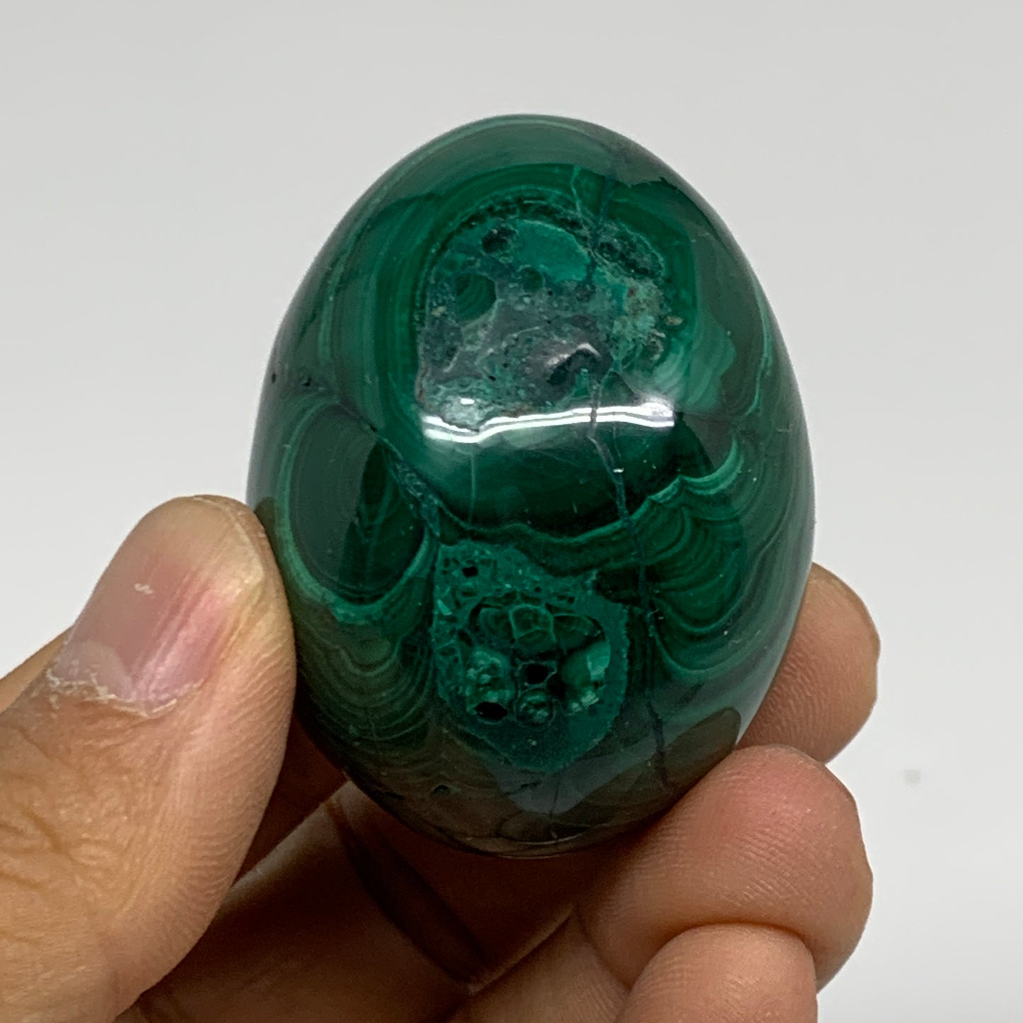 121.7g, 1.9"x1.4", Natural Solid Malachite Egg Polished Gemstone @Congo, B32774