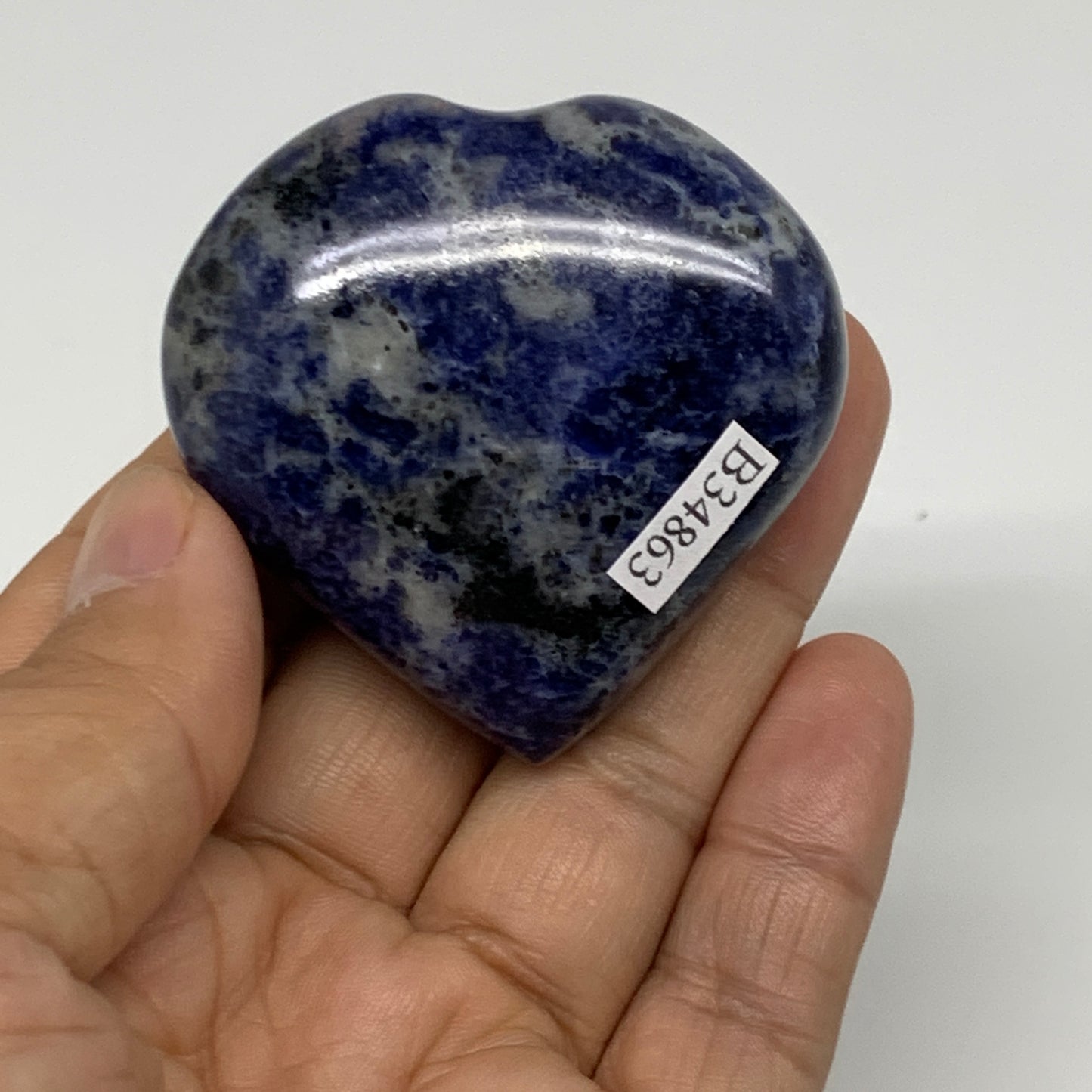 83.2g, 2"x2.1"x0.9", Natural Sodalite Heart Polished Gemstone, B34863