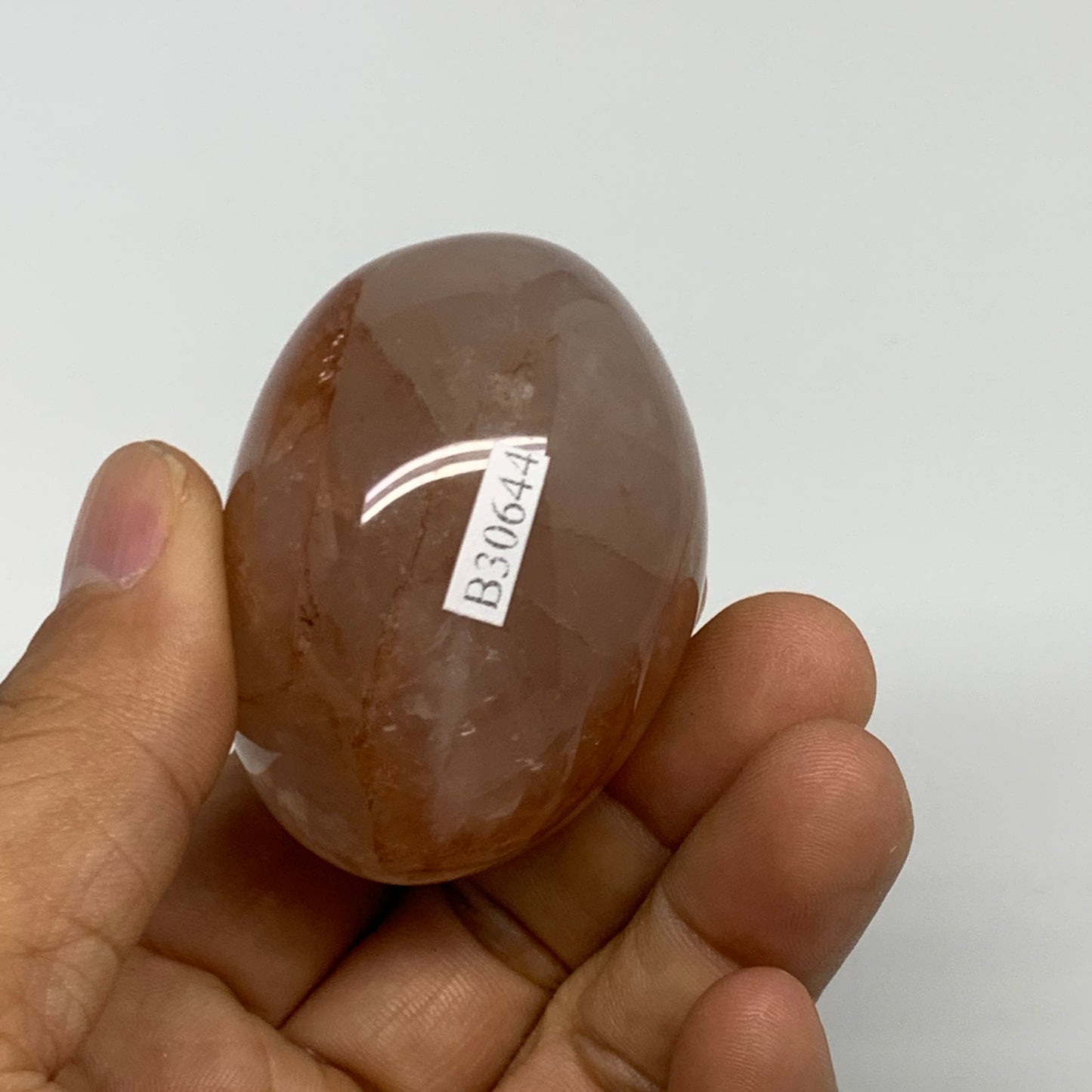 133.3g,2.1"x1.8"x1.5", Red Hematoid Fire Quartz Palm-Stone Crystal Polished, B30