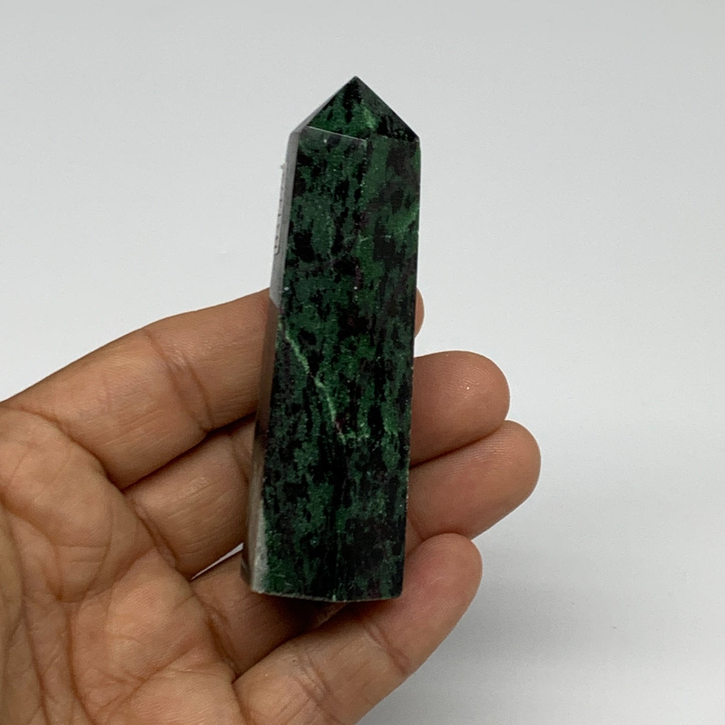 90.2g, 3.1"x0.9", Natural Ruby Zoisite Tower Point Obelisk @India, B31472