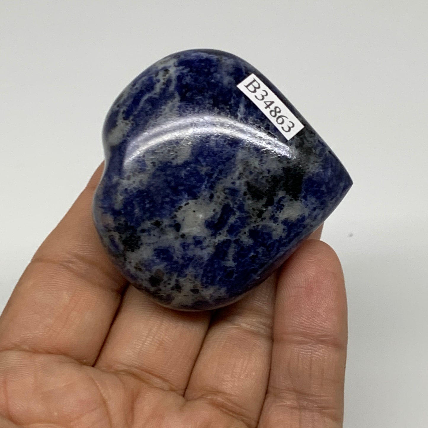 83.2g, 2"x2.1"x0.9", Natural Sodalite Heart Polished Gemstone, B34863