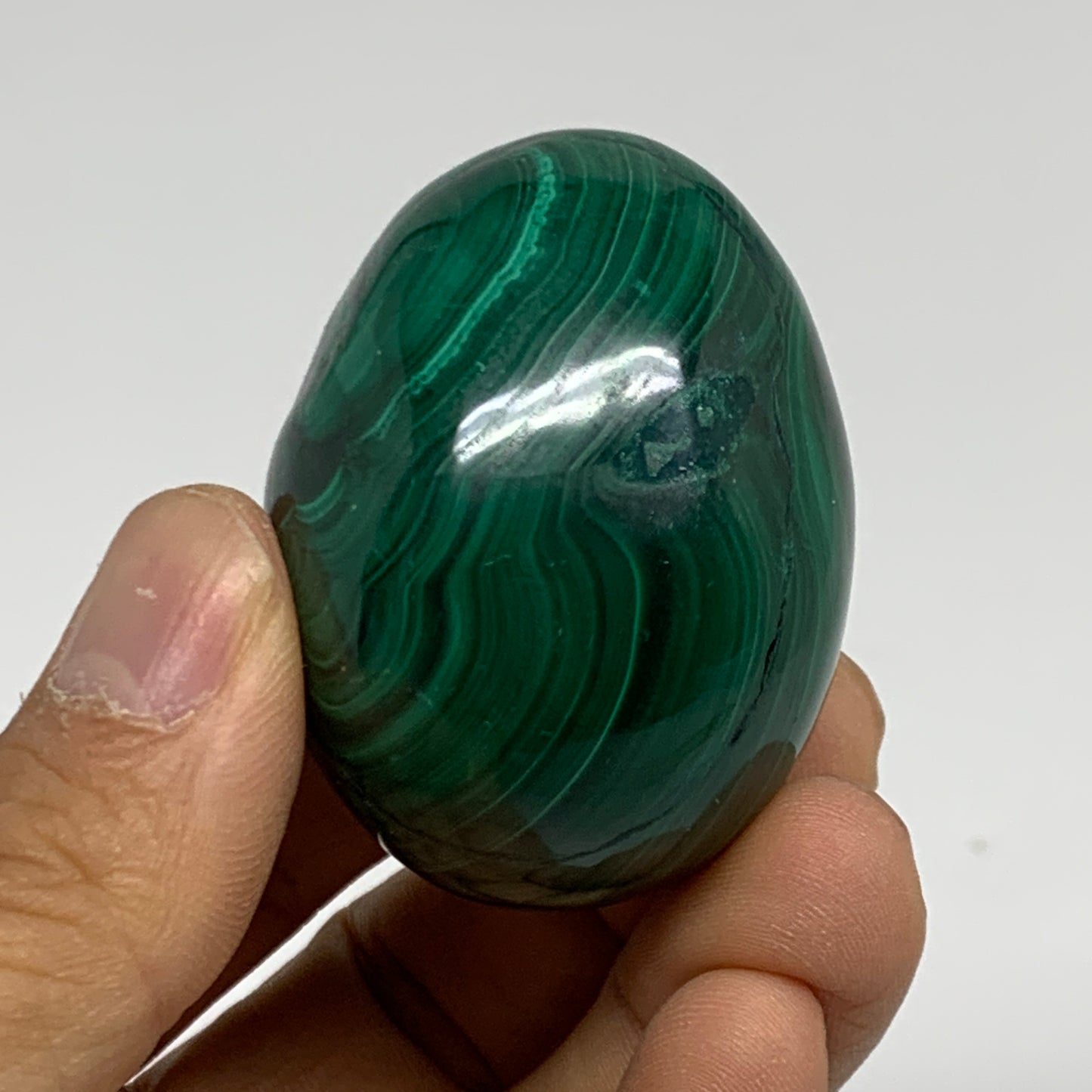 121.7g, 1.9"x1.4", Natural Solid Malachite Egg Polished Gemstone @Congo, B32774